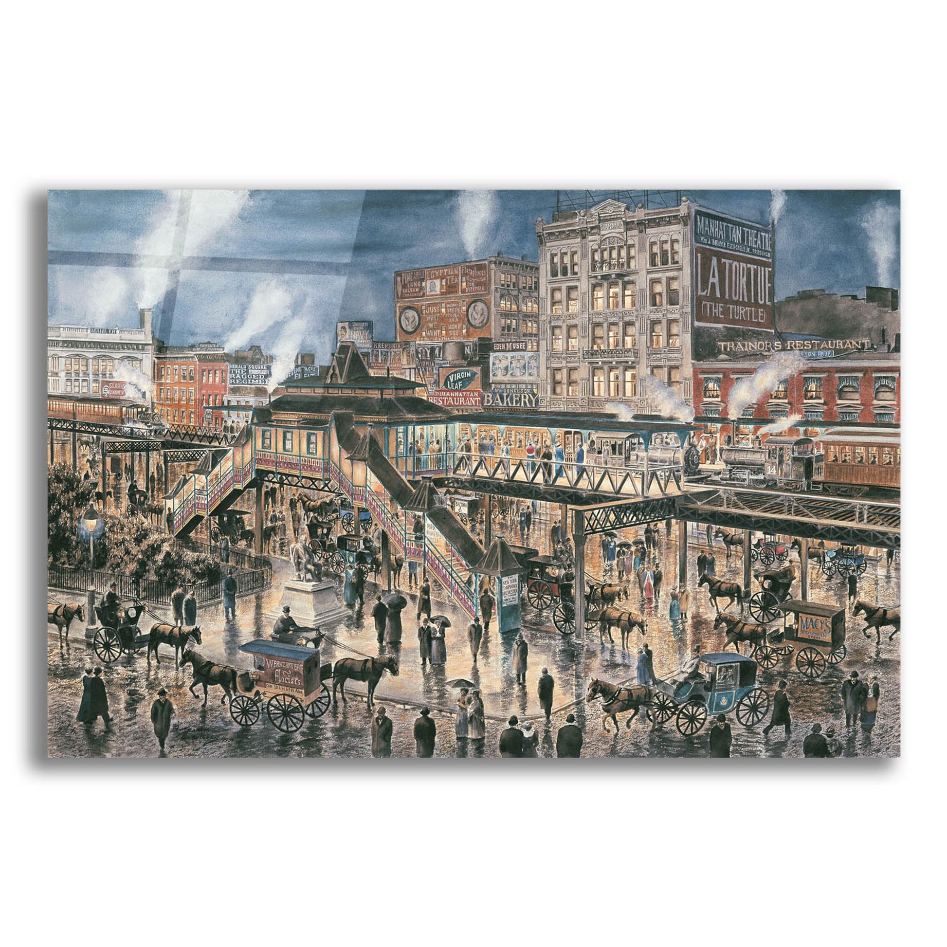 Epic Art 'Greely Square, NYC, Ca. 1896' by Stanton Manolakas, Acrylic Glass Wall Art,16x12