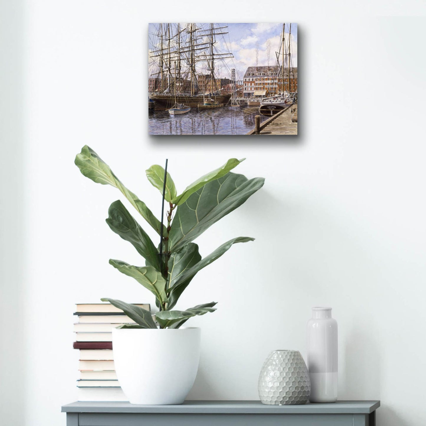 Epic Art 'NYC, Pier 28 Ca. 1876' by Stanton Manolakas, Acrylic Glass Wall Art,16x12