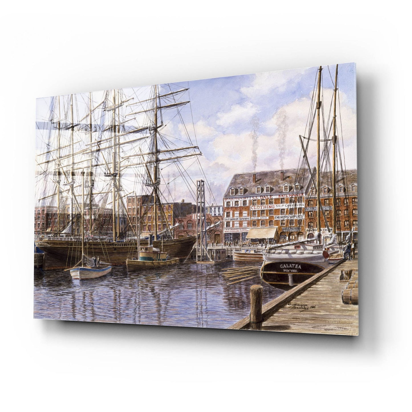 Epic Art 'NYC, Pier 28 Ca. 1876' by Stanton Manolakas, Acrylic Glass Wall Art,24x16