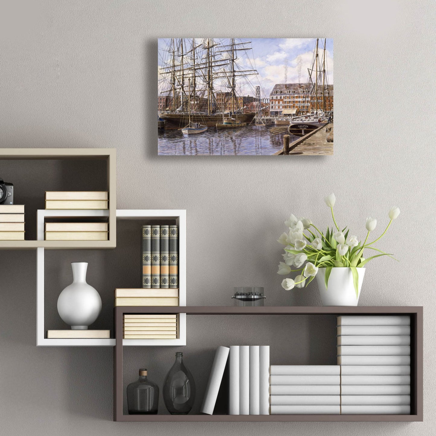 Epic Art 'NYC, Pier 28 Ca. 1876' by Stanton Manolakas, Acrylic Glass Wall Art,24x16