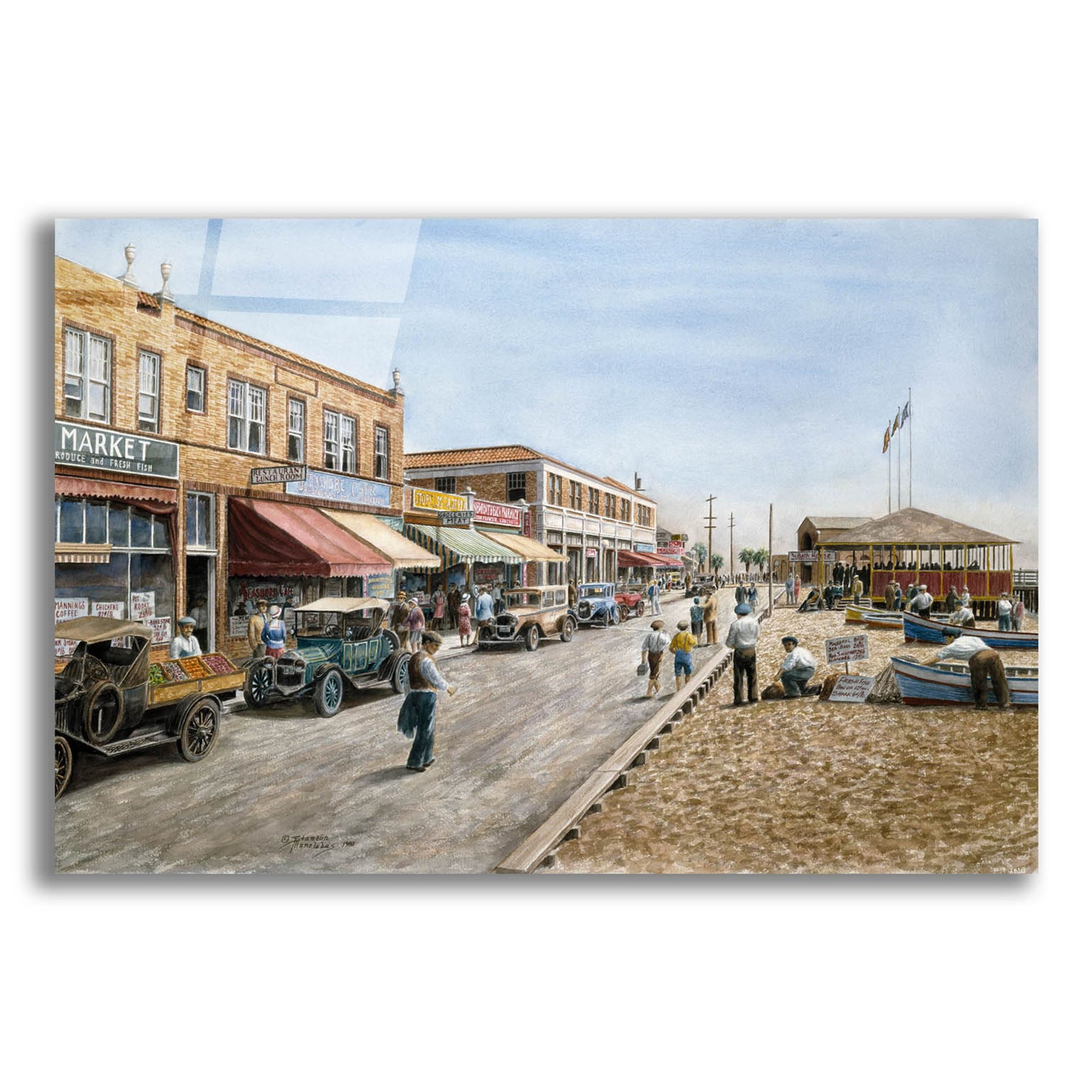 Epic Art 'Newport Beach, Ca 1926' by Stanton Manolakas, Acrylic Glass Wall Art,24x16