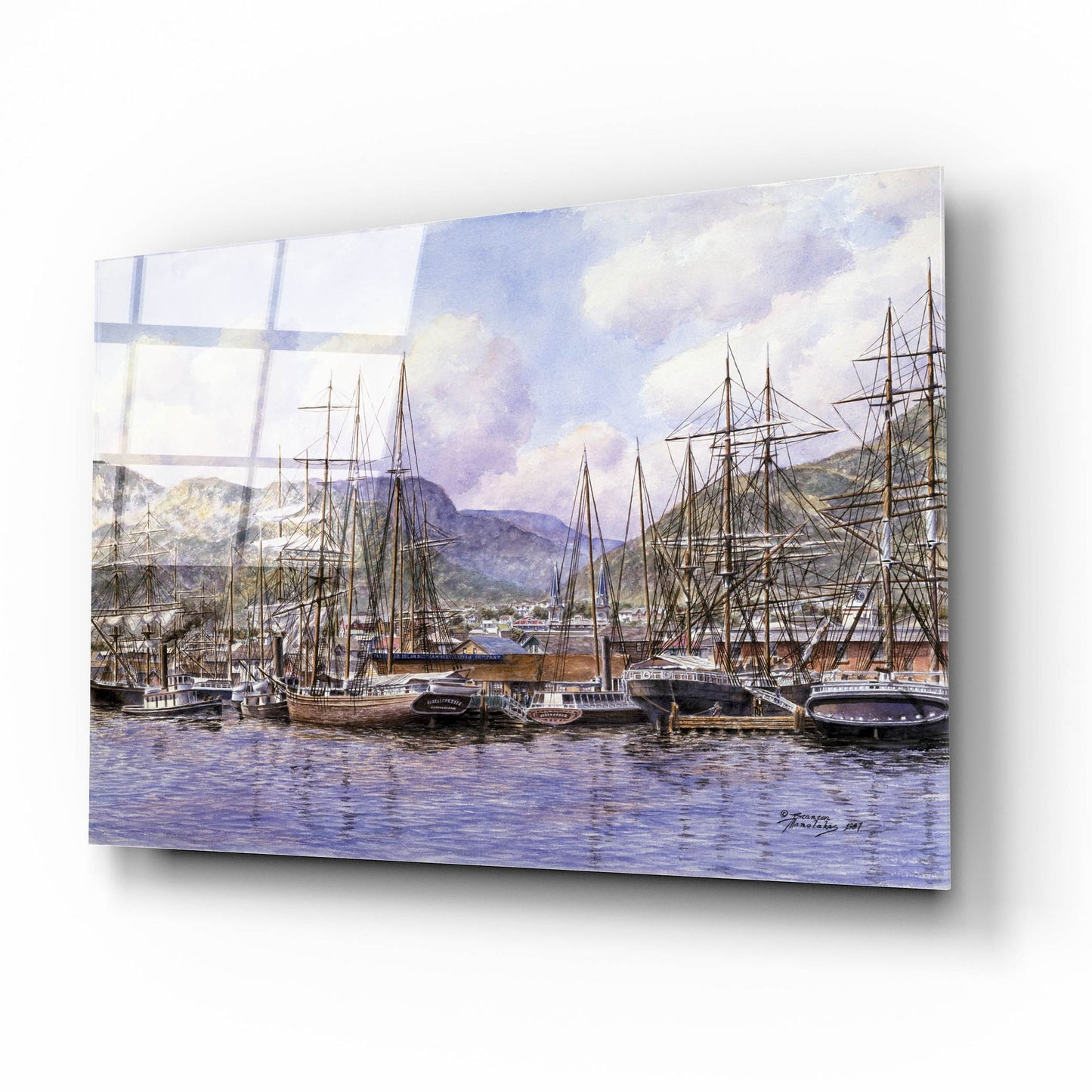 Epic Art 'Honolulu Harbor, Ca. 1898' by Stanton Manolakas, Acrylic Glass Wall Art,16x12