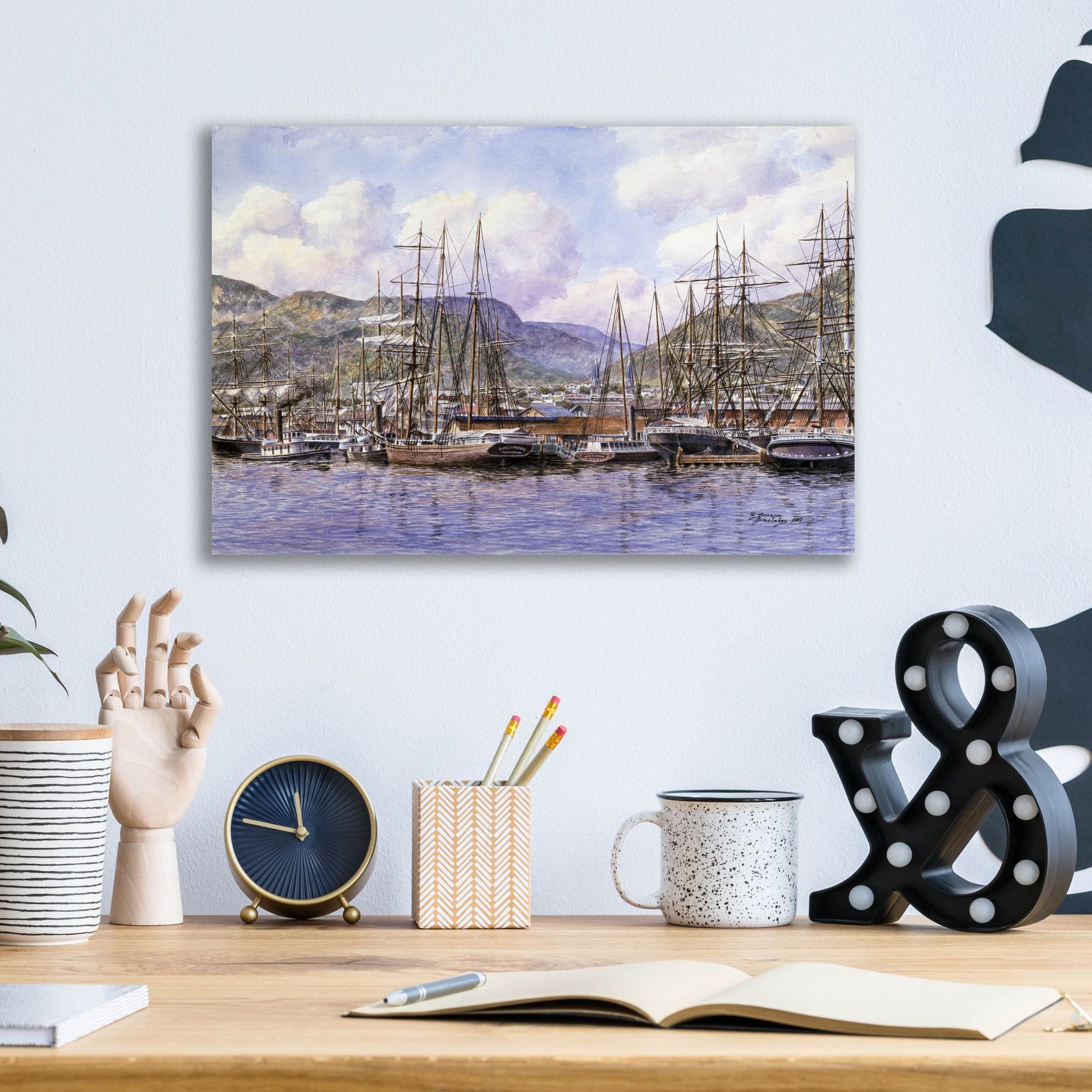 Epic Art 'Honolulu Harbor, Ca. 1898' by Stanton Manolakas, Acrylic Glass Wall Art,16x12