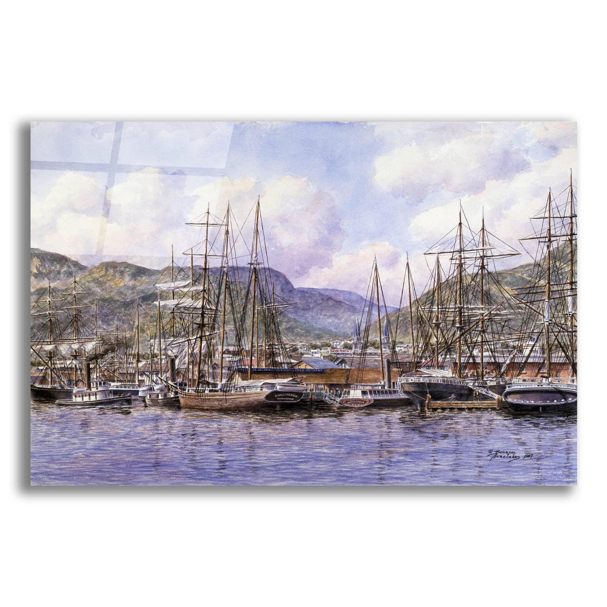 Epic Art 'Honolulu Harbor, Ca. 1898' by Stanton Manolakas, Acrylic Glass Wall Art,16x12