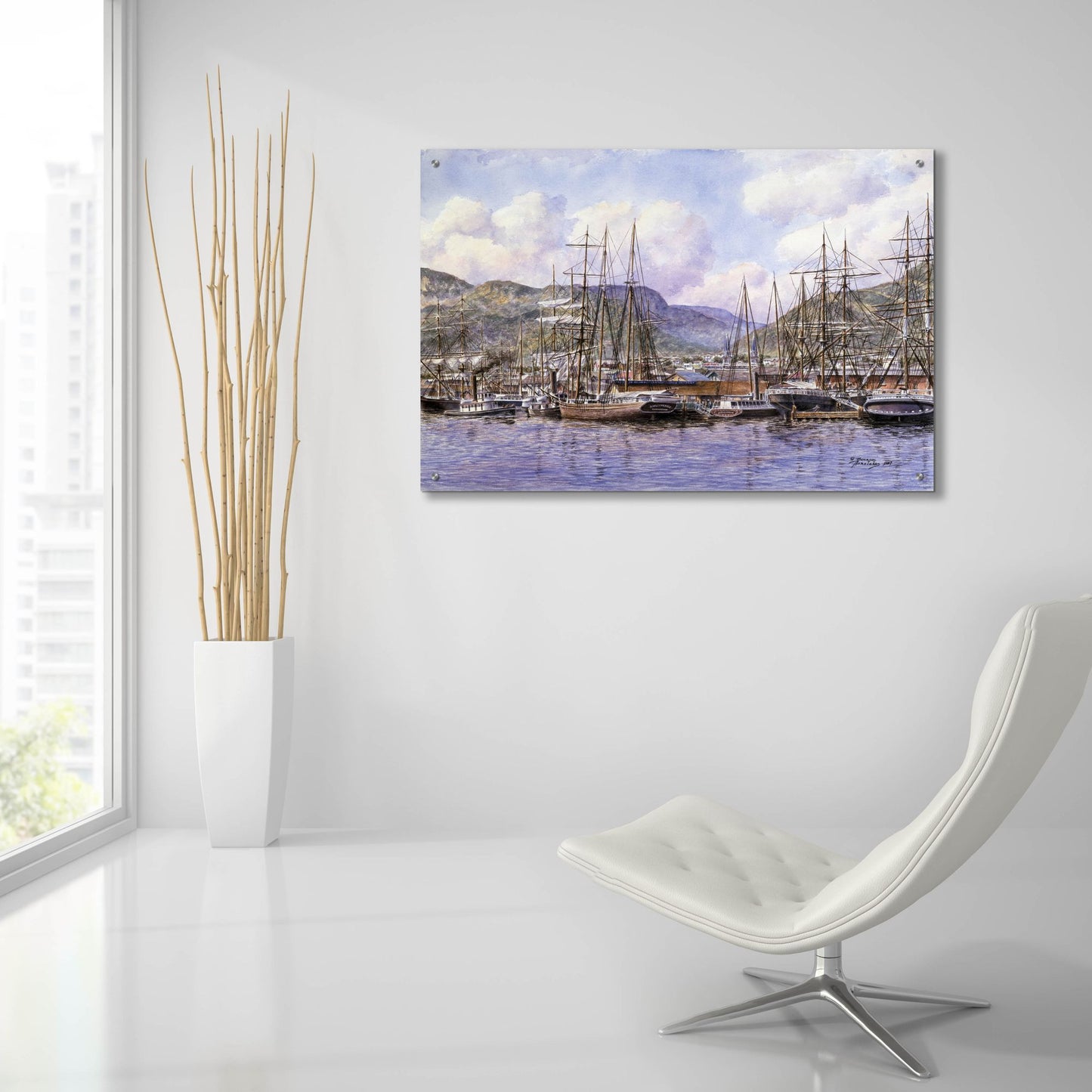 Epic Art 'Honolulu Harbor, Ca. 1898' by Stanton Manolakas, Acrylic Glass Wall Art,36x24