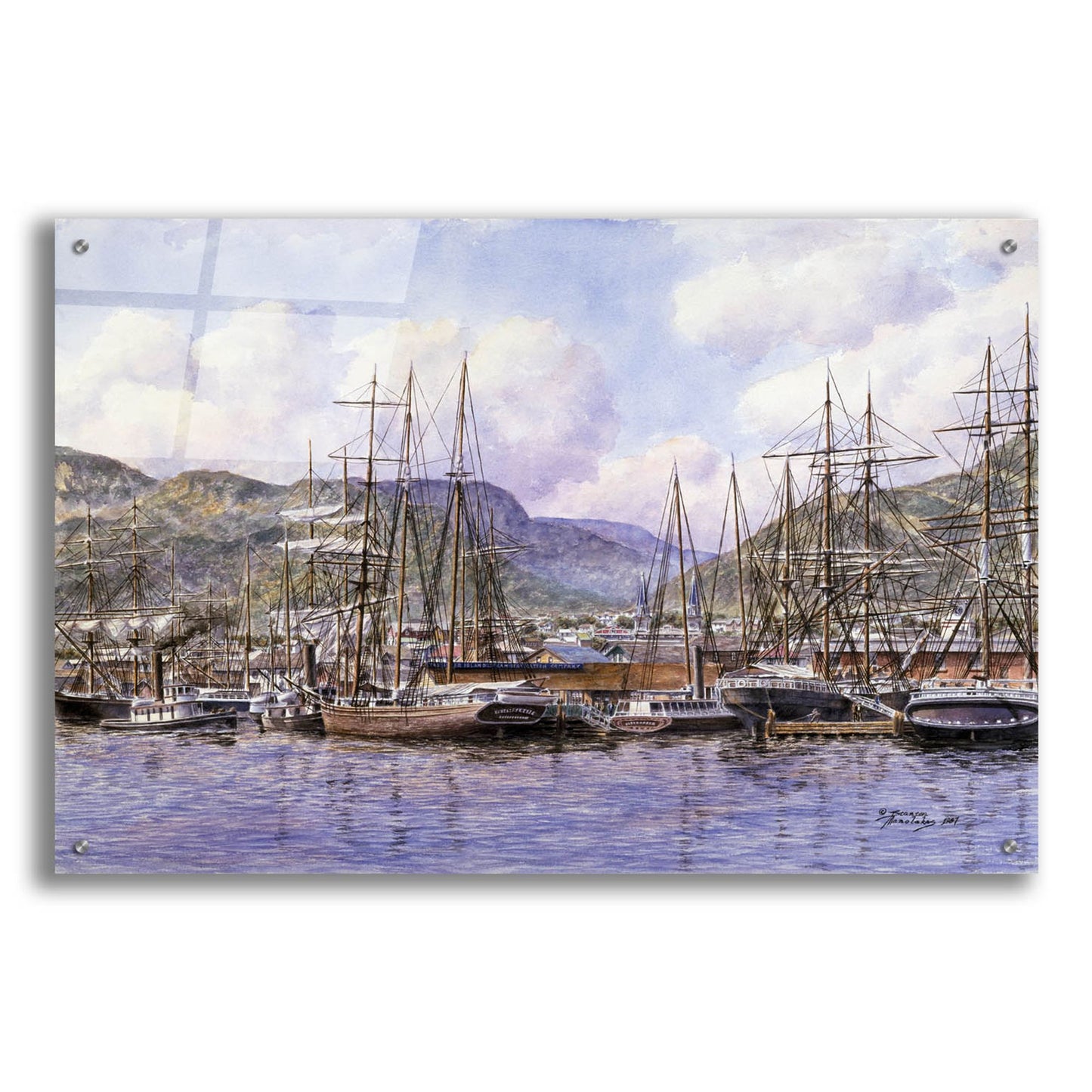 Epic Art 'Honolulu Harbor, Ca. 1898' by Stanton Manolakas, Acrylic Glass Wall Art,36x24