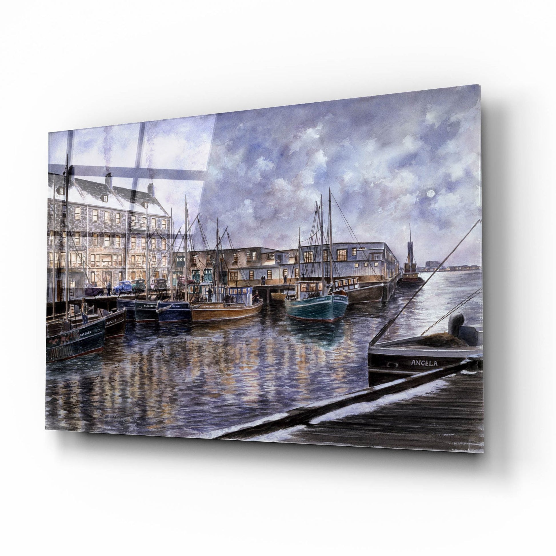 Epic Art 'Boston The Commercial Wharf' by Stanton Manolakas, Acrylic Glass Wall Art,16x12