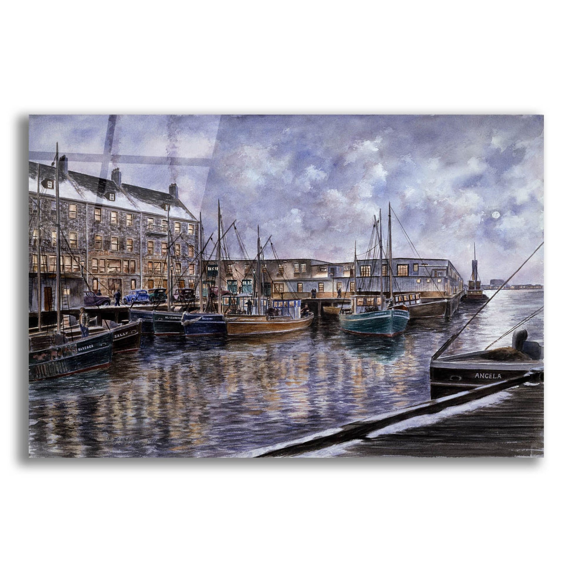 Epic Art 'Boston The Commercial Wharf' by Stanton Manolakas, Acrylic Glass Wall Art,16x12