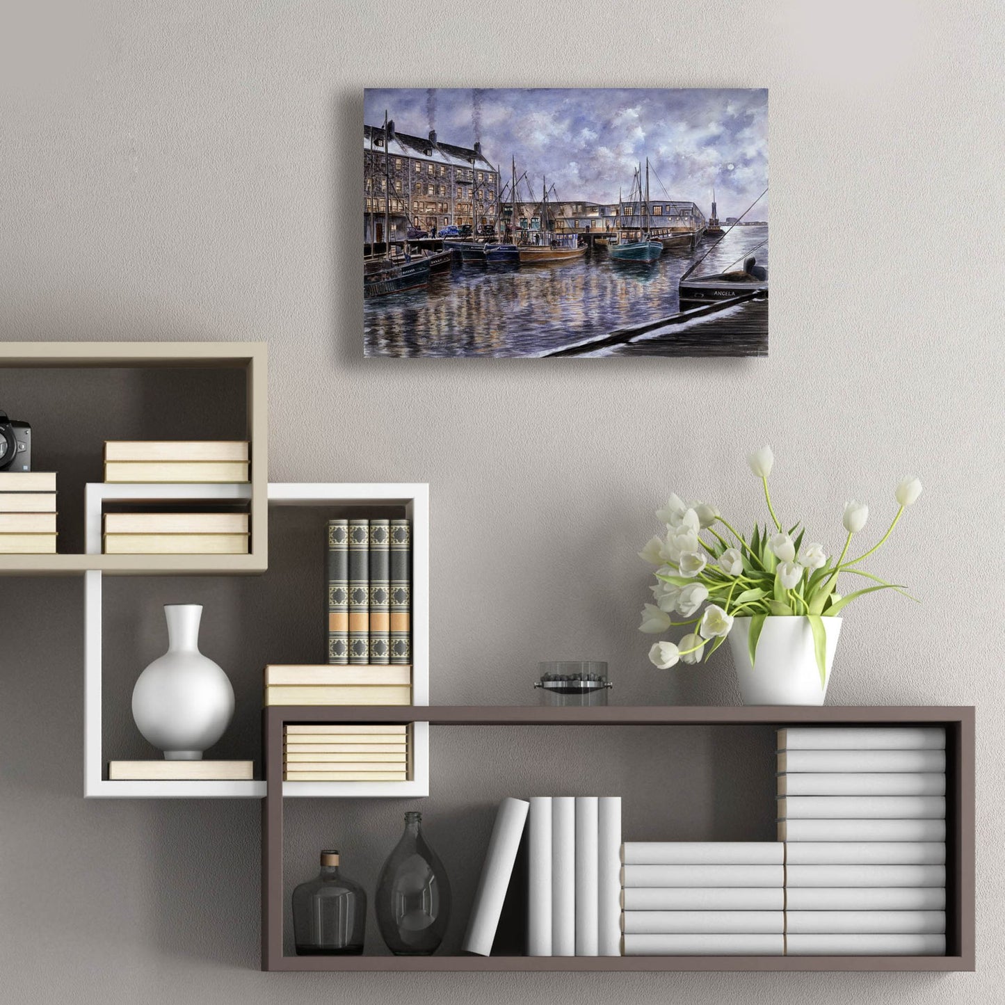 Epic Art 'Boston The Commercial Wharf' by Stanton Manolakas, Acrylic Glass Wall Art,24x16