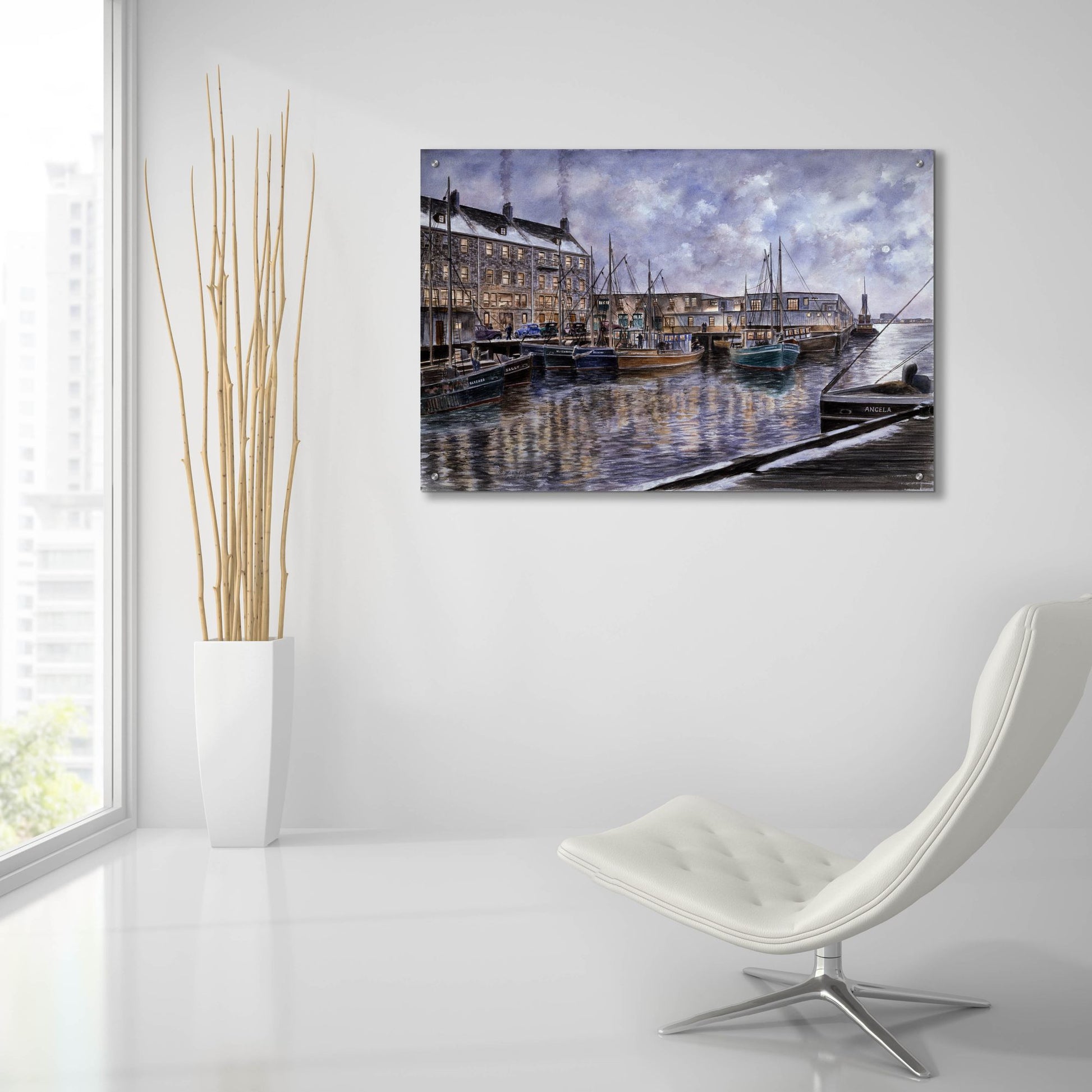 Epic Art 'Boston The Commercial Wharf' by Stanton Manolakas, Acrylic Glass Wall Art,36x24