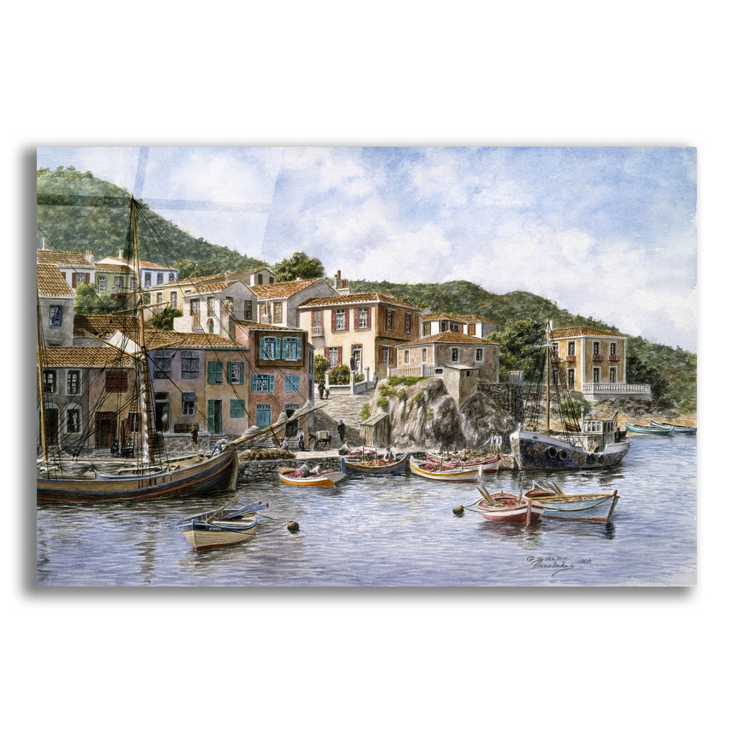 Epic Art 'Kokkari Samos, Greece, Fisherman's Corner' by Stanton Manolakas, Acrylic Glass Wall Art,16x12