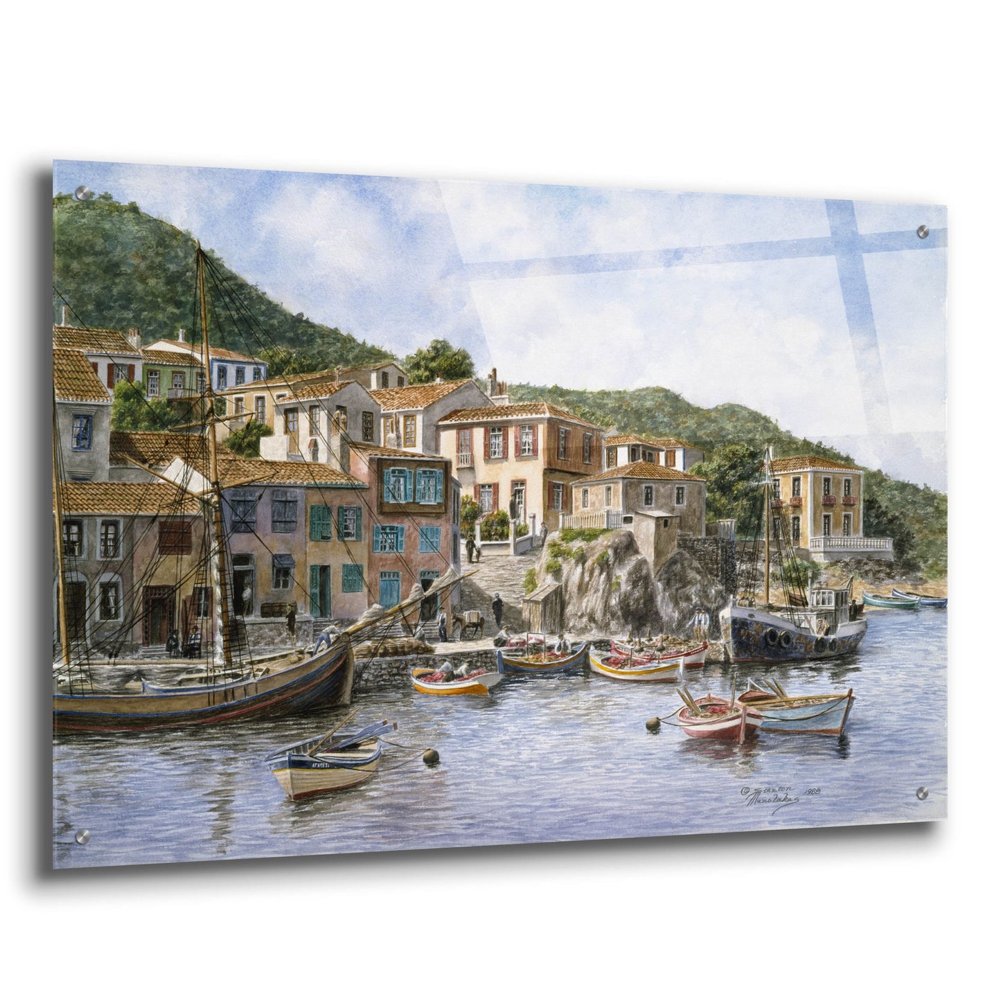 Epic Art 'Kokkari Samos, Greece, Fisherman's Corner' by Stanton Manolakas, Acrylic Glass Wall Art,36x24