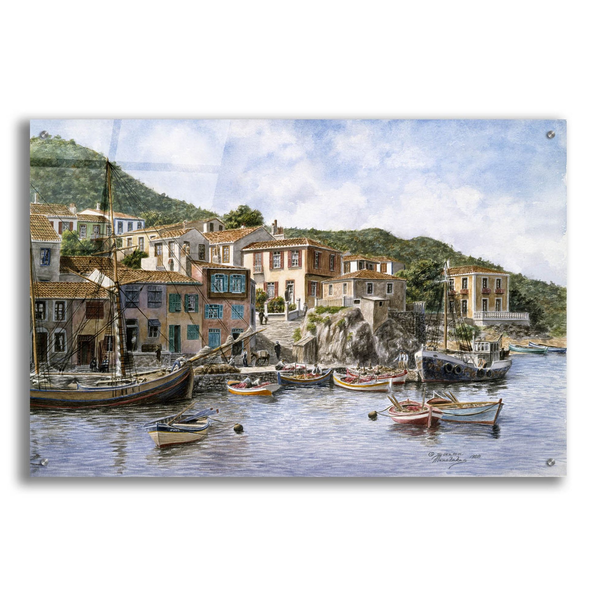 Epic Art 'Kokkari Samos, Greece, Fisherman's Corner' by Stanton Manolakas, Acrylic Glass Wall Art,36x24