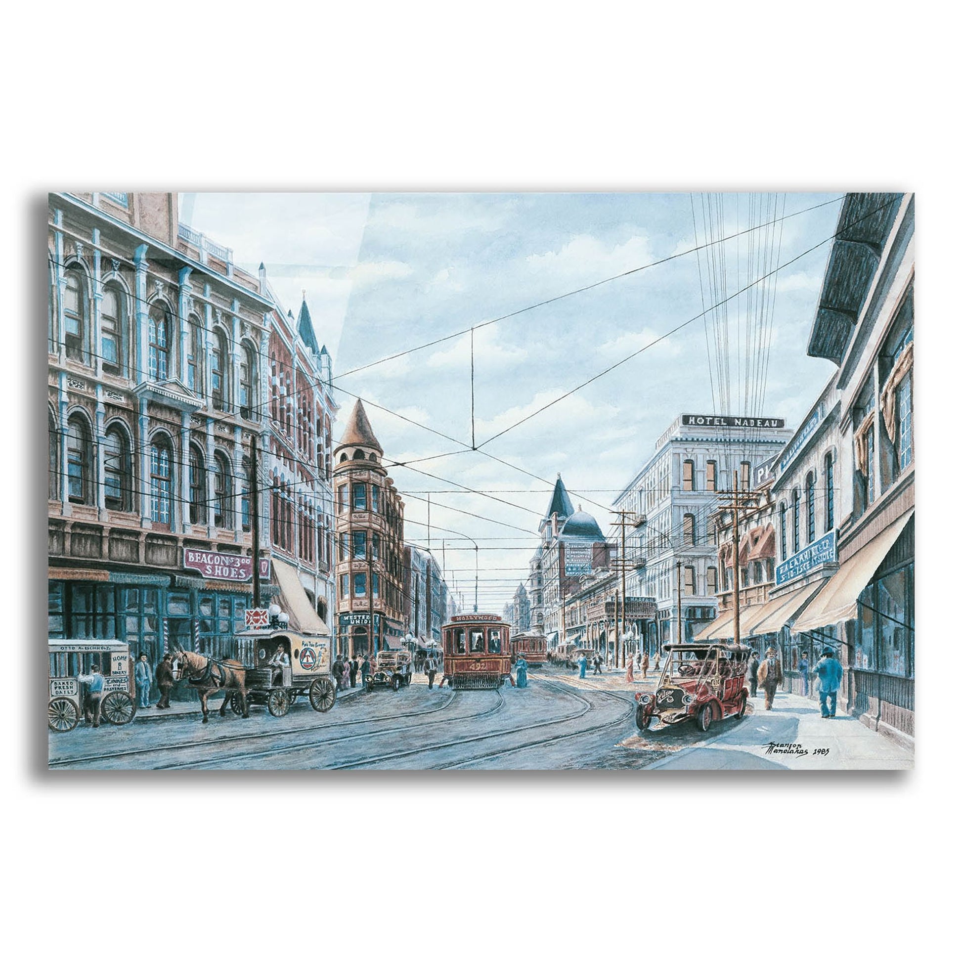 Epic Art 'Looking South On Spring St., Ca. 1909' by Stanton Manolakas, Acrylic Glass Wall Art,16x12