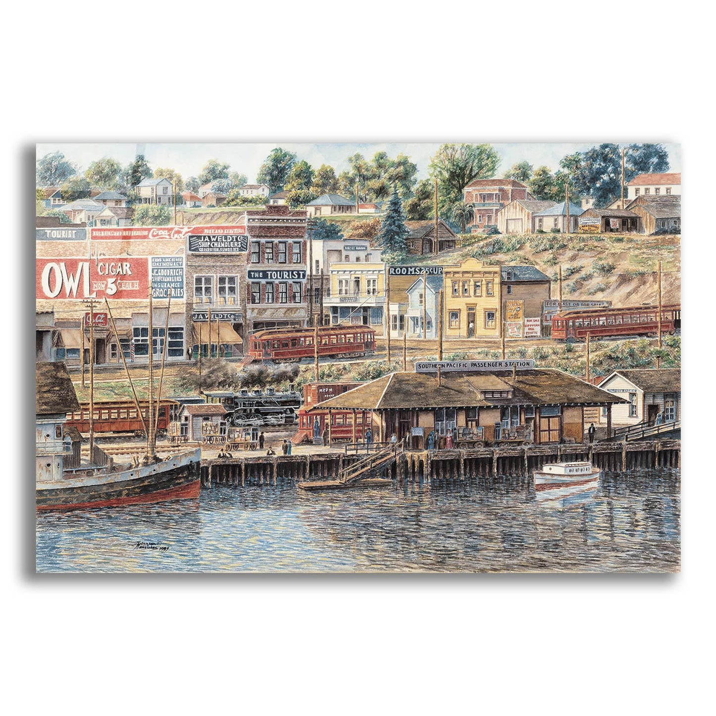 Epic Art 'San Pedro Harbor' by Stanton Manolakas, Acrylic Glass Wall Art,16x12