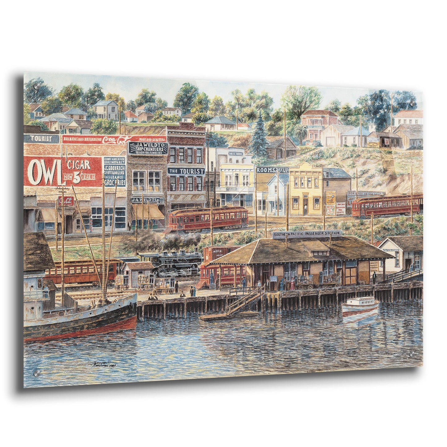 Epic Art 'San Pedro Harbor' by Stanton Manolakas, Acrylic Glass Wall Art,36x24