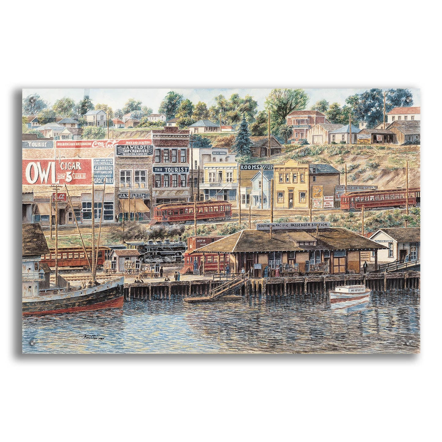 Epic Art 'San Pedro Harbor' by Stanton Manolakas, Acrylic Glass Wall Art,36x24