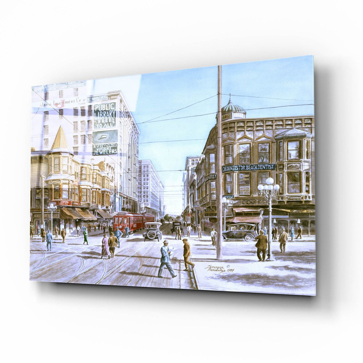 Epic Art 'Los Angeles 5Th And Hill' by Stanton Manolakas, Acrylic Glass Wall Art,16x12