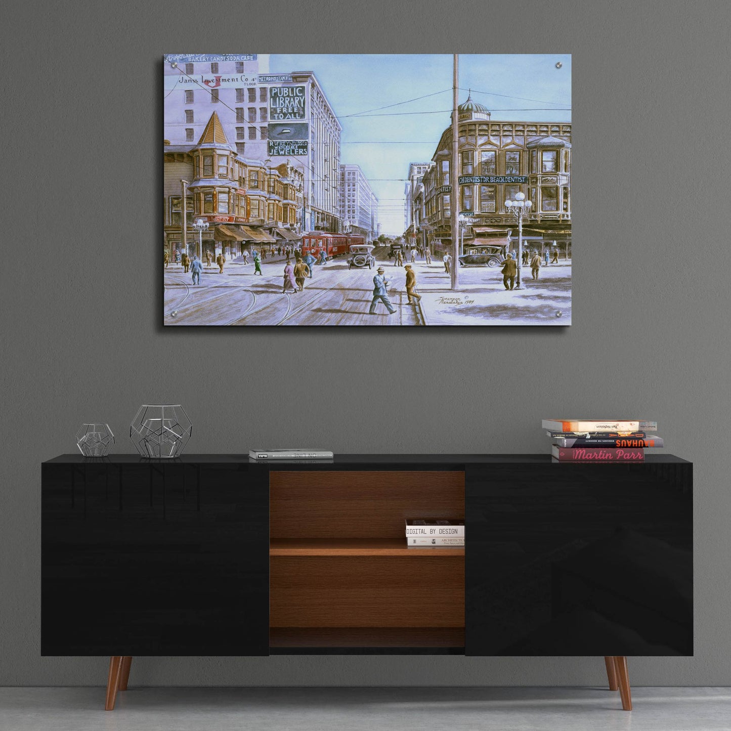 Epic Art 'Los Angeles 5Th And Hill' by Stanton Manolakas, Acrylic Glass Wall Art,36x24