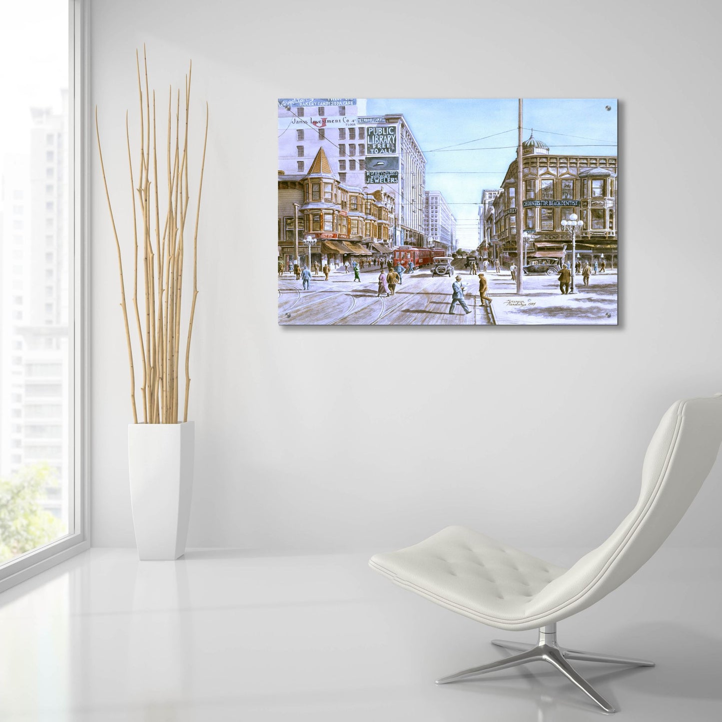 Epic Art 'Los Angeles 5Th And Hill' by Stanton Manolakas, Acrylic Glass Wall Art,36x24