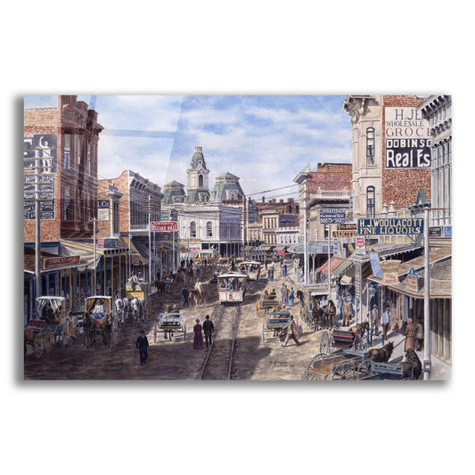 Epic Art 'Rush Hour Los Angeles, Spring St. Looking North' by Stanton Manolakas, Acrylic Glass Wall Art