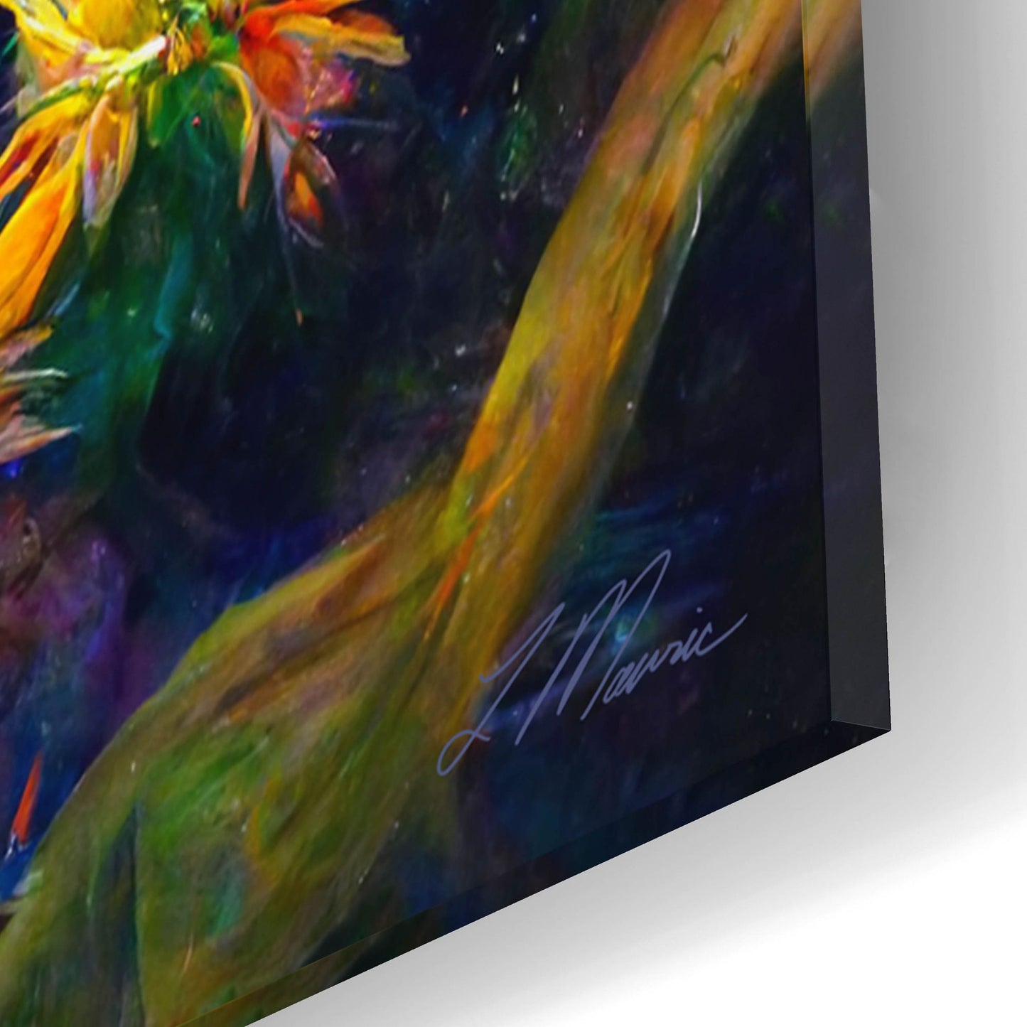 Epic Art 'Flowers in the Universe Color Burst 1' by Tanya Mavric, Acrylic Glass Wall Art,16x12