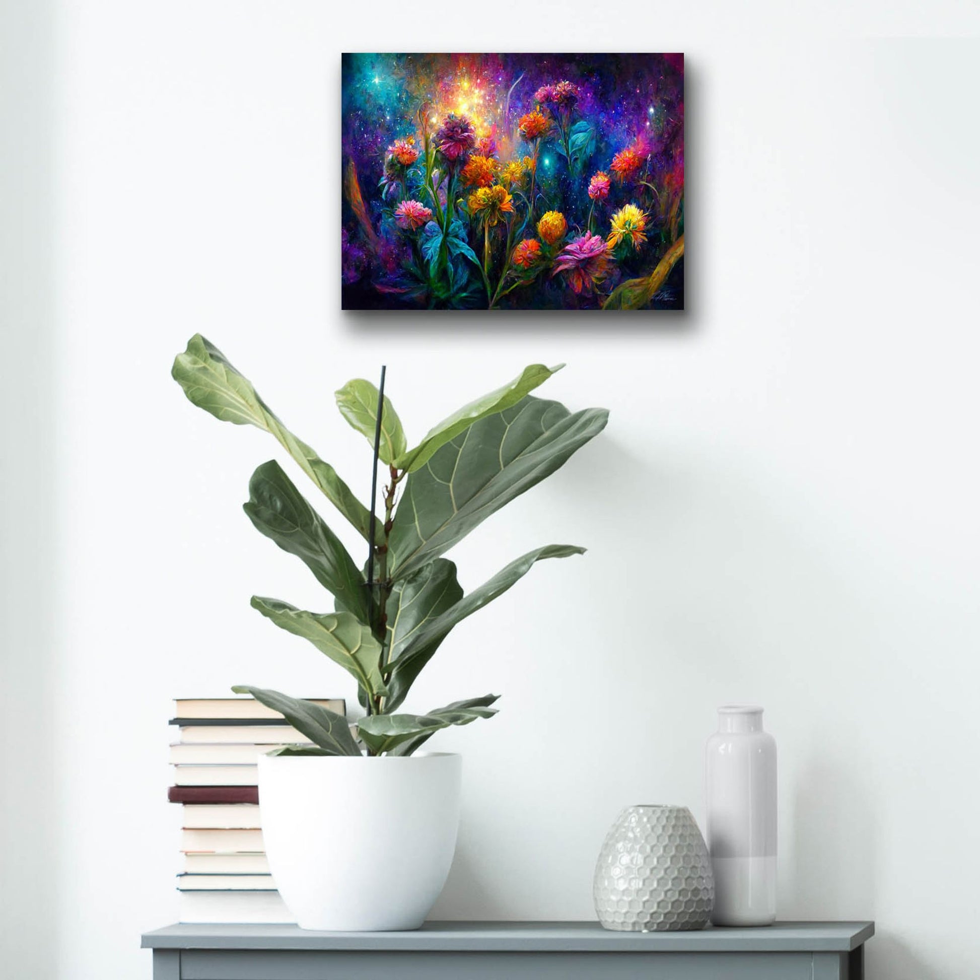 Epic Art 'Flowers in the Universe Color Burst 1' by Tanya Mavric, Acrylic Glass Wall Art,16x12