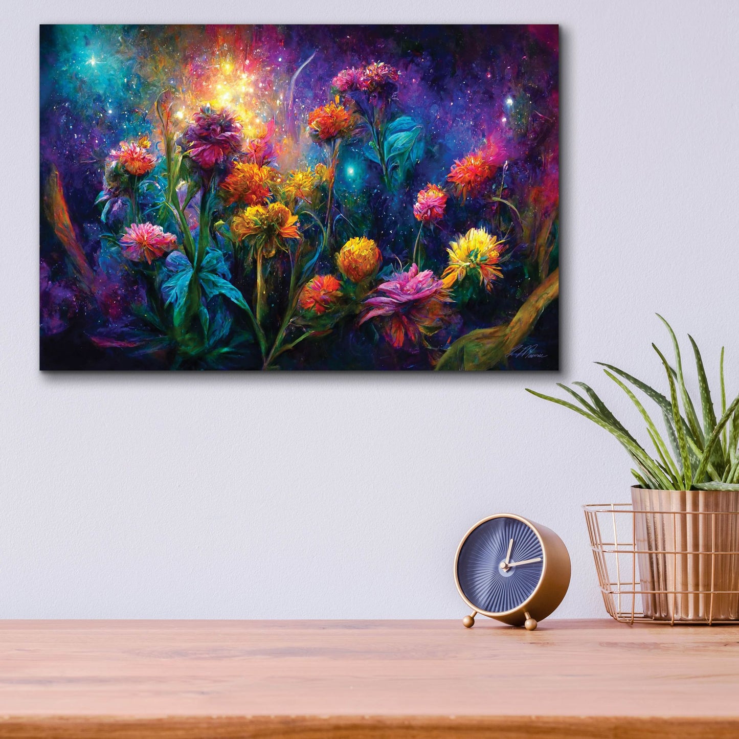 Epic Art 'Flowers in the Universe Color Burst 1' by Tanya Mavric, Acrylic Glass Wall Art,16x12