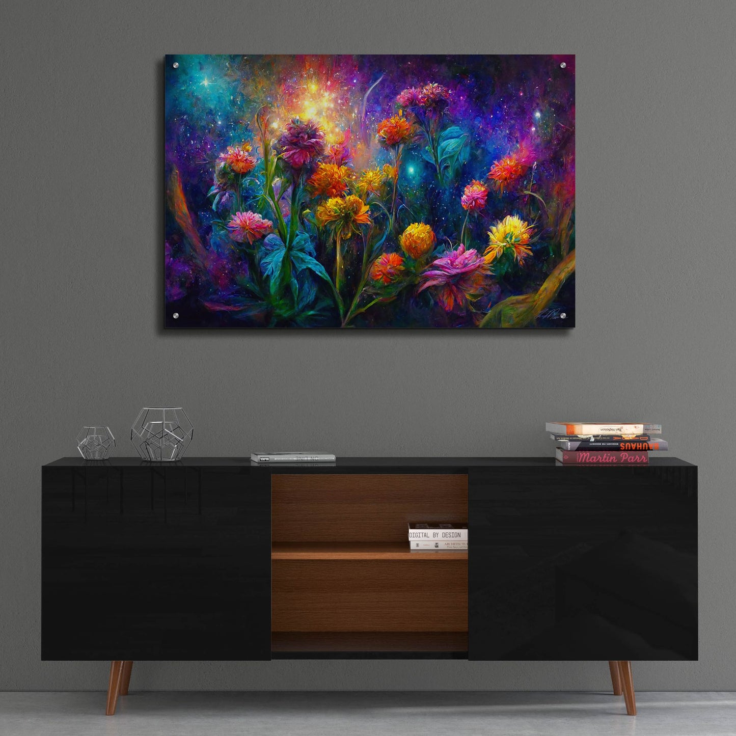 Epic Art 'Flowers in the Universe Color Burst 1' by Tanya Mavric, Acrylic Glass Wall Art,36x24