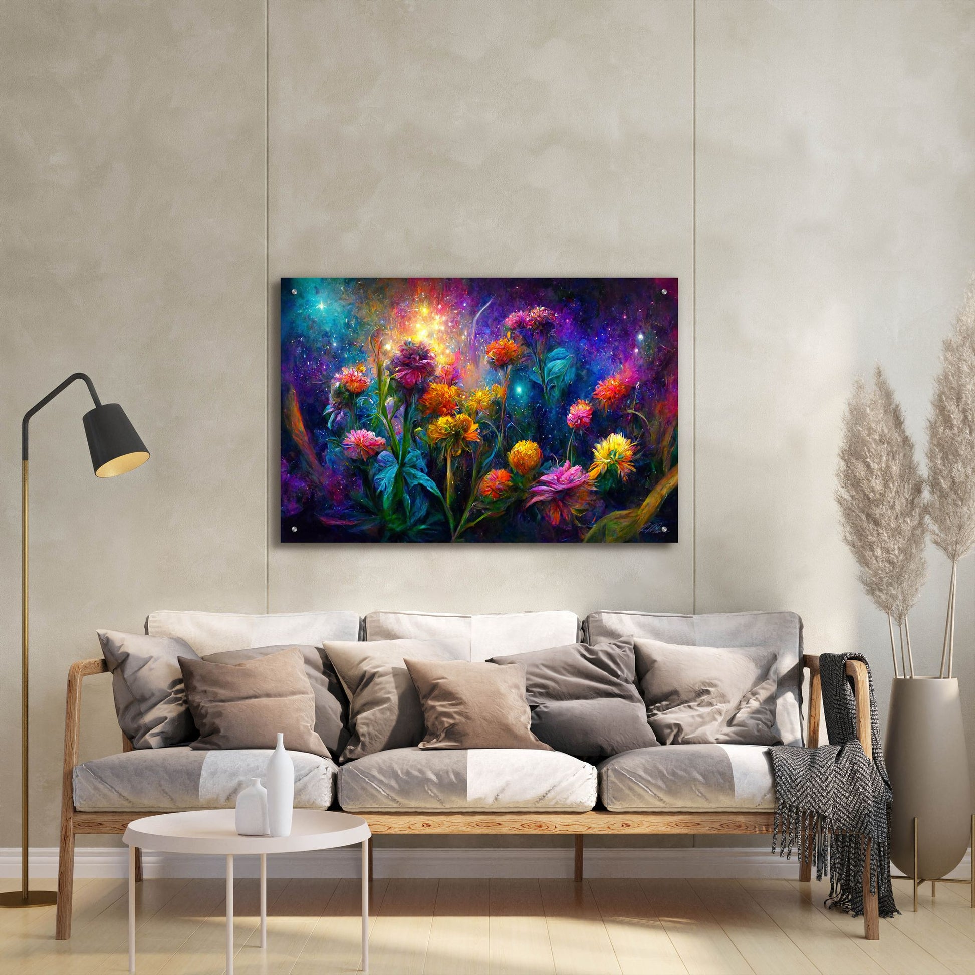 Epic Art 'Flowers in the Universe Color Burst 1' by Tanya Mavric, Acrylic Glass Wall Art,36x24