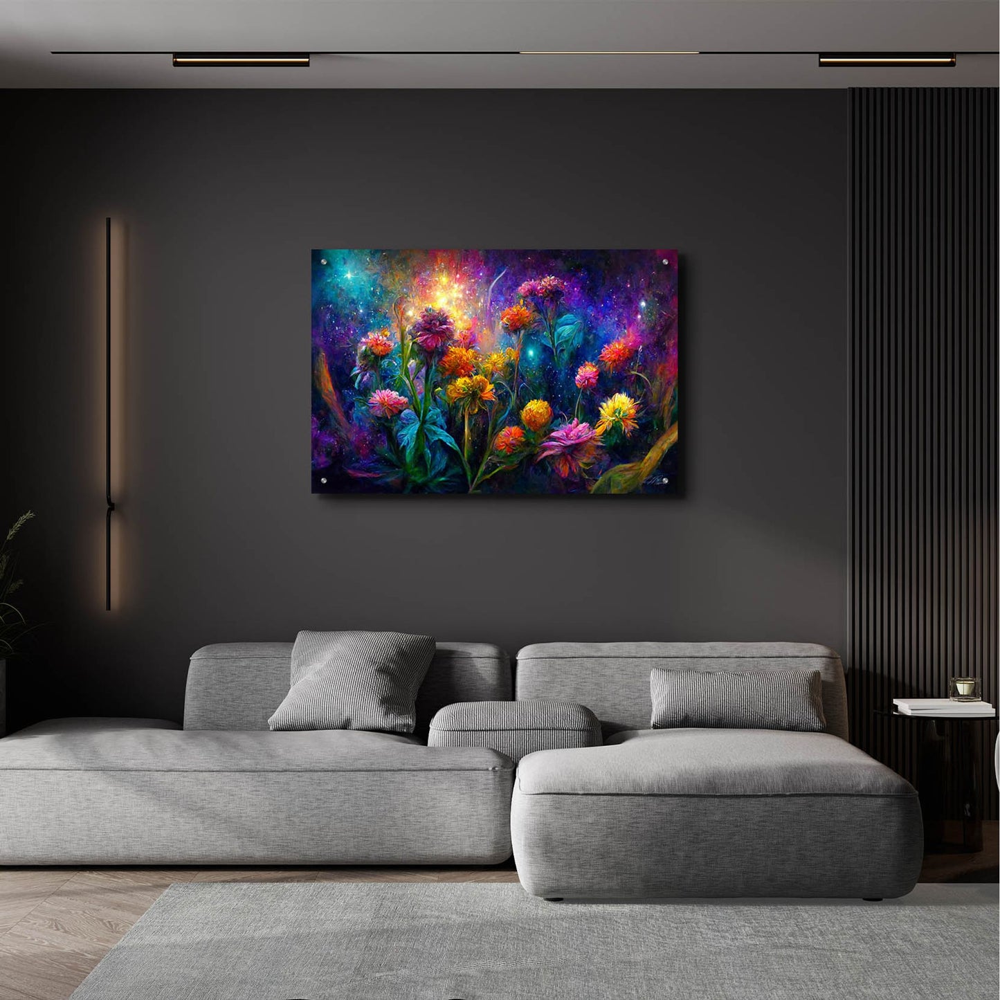 Epic Art 'Flowers in the Universe Color Burst 1' by Tanya Mavric, Acrylic Glass Wall Art,36x24