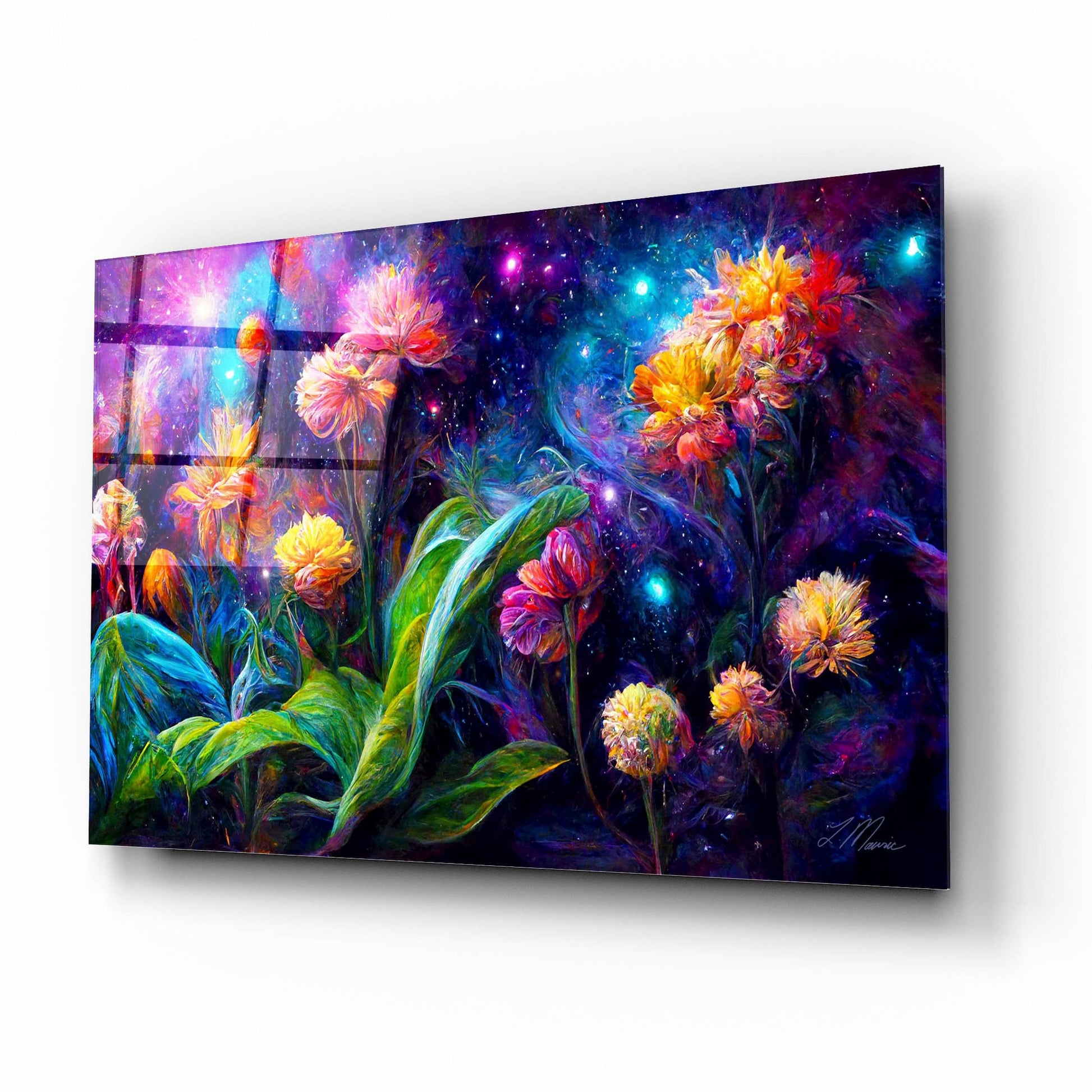 Epic Art 'Flowers in the Universe Color Burst 2' by Tanya Mavric, Acrylic Glass Wall Art,16x12