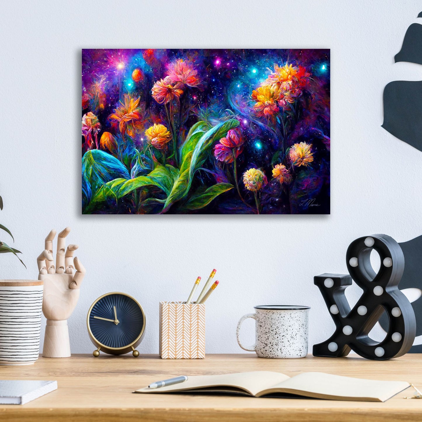 Epic Art 'Flowers in the Universe Color Burst 2' by Tanya Mavric, Acrylic Glass Wall Art,16x12