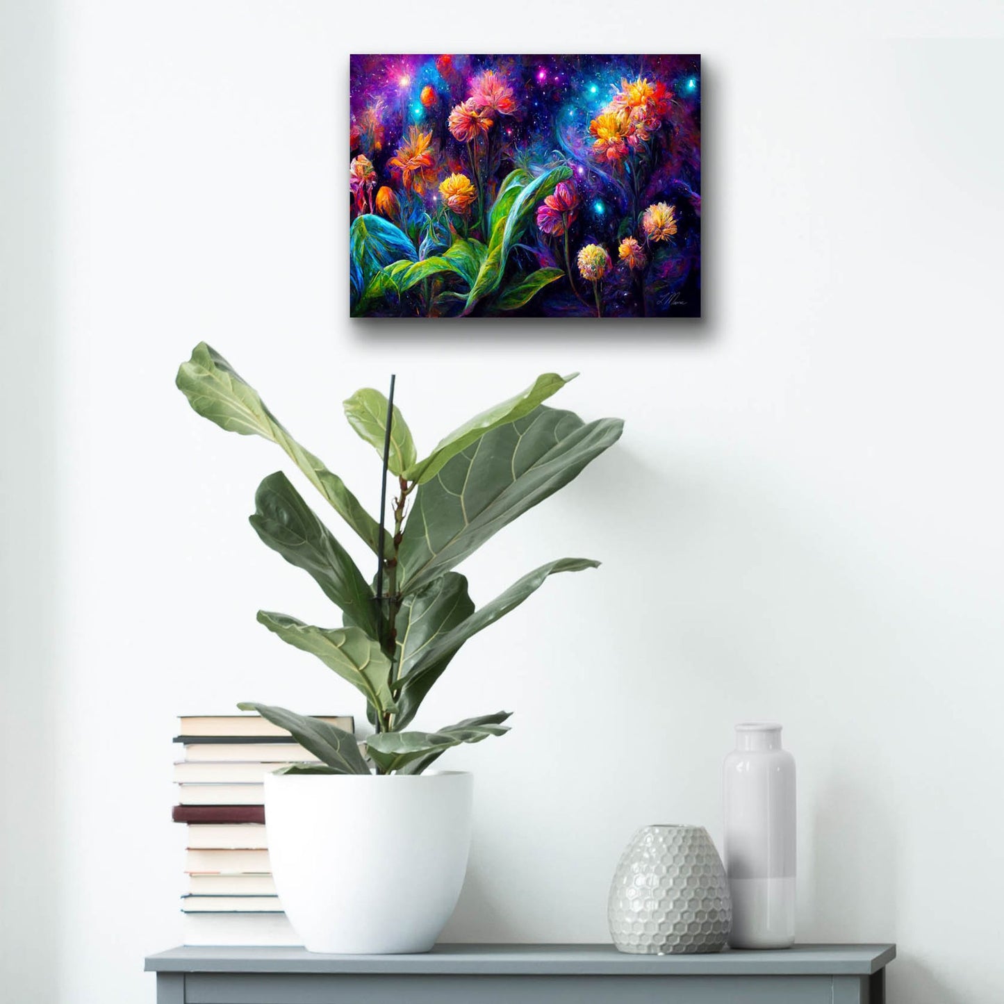 Epic Art 'Flowers in the Universe Color Burst 2' by Tanya Mavric, Acrylic Glass Wall Art,16x12