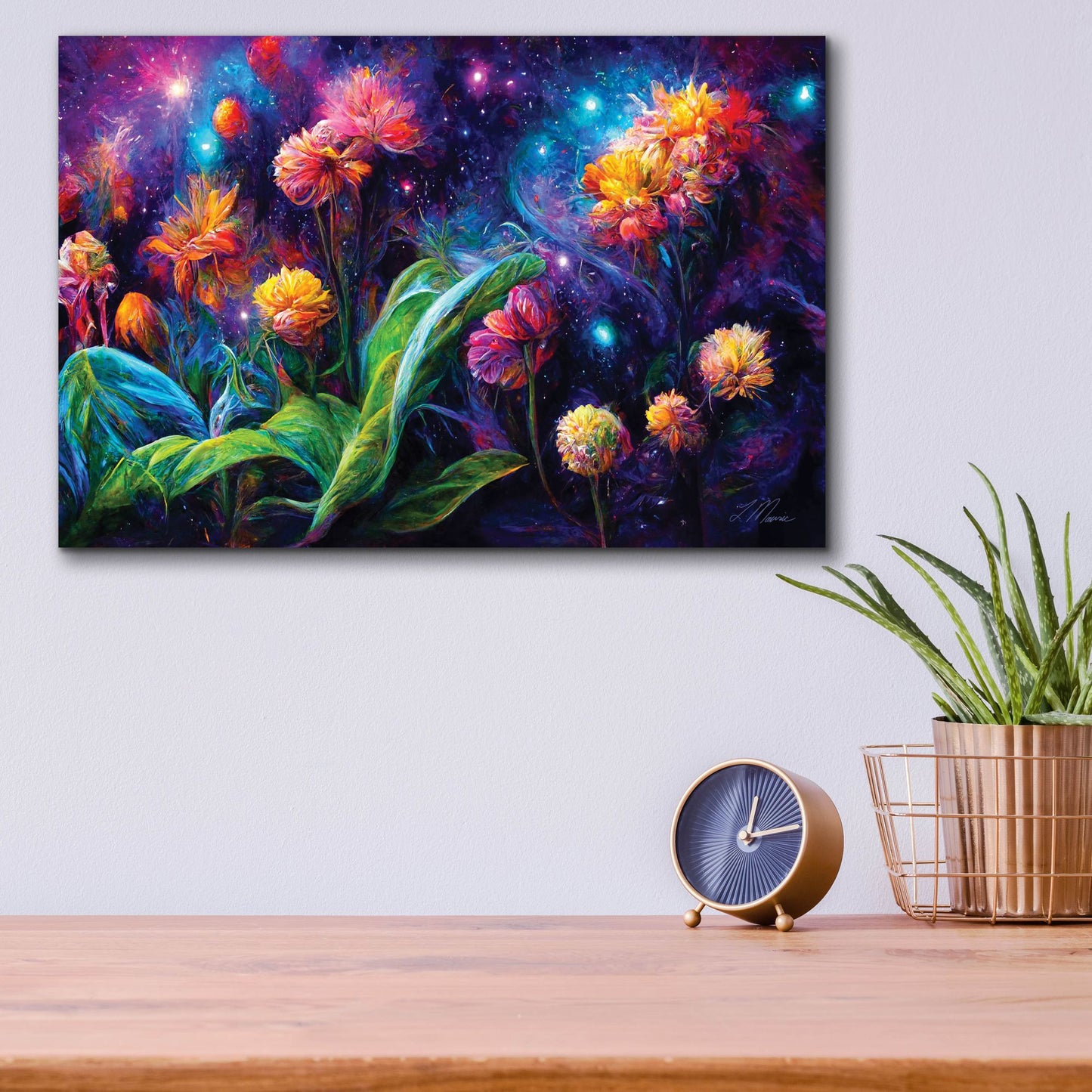 Epic Art 'Flowers in the Universe Color Burst 2' by Tanya Mavric, Acrylic Glass Wall Art,16x12