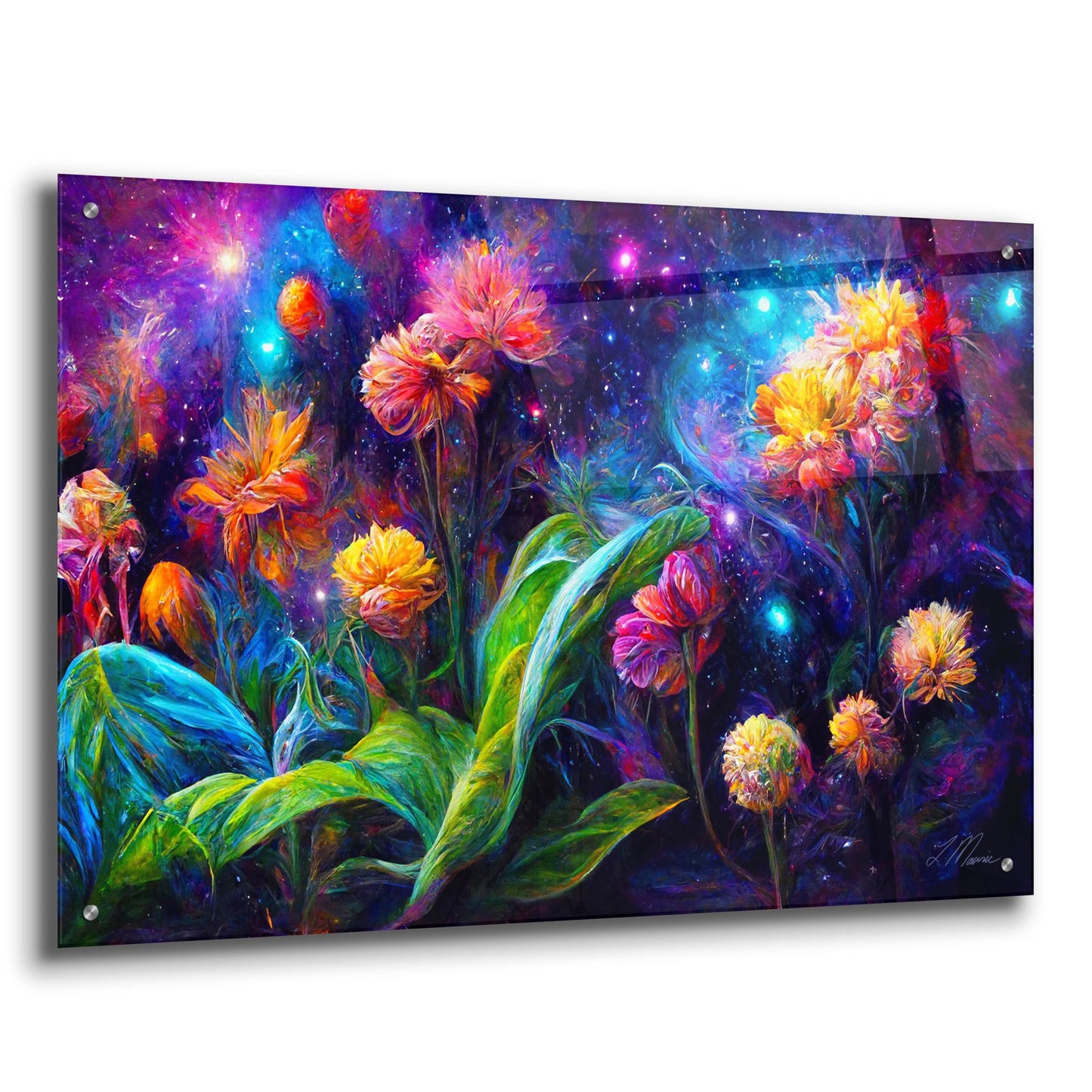 Epic Art 'Flowers in the Universe Color Burst 2' by Tanya Mavric, Acrylic Glass Wall Art,36x24