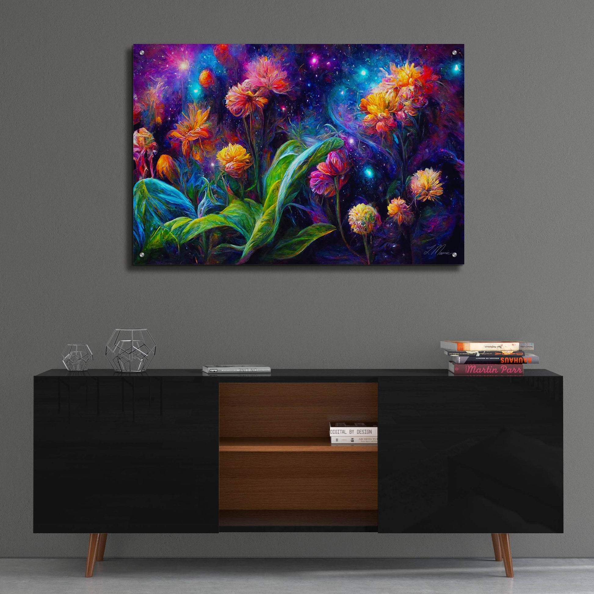 Epic Art 'Flowers in the Universe Color Burst 2' by Tanya Mavric, Acrylic Glass Wall Art,36x24