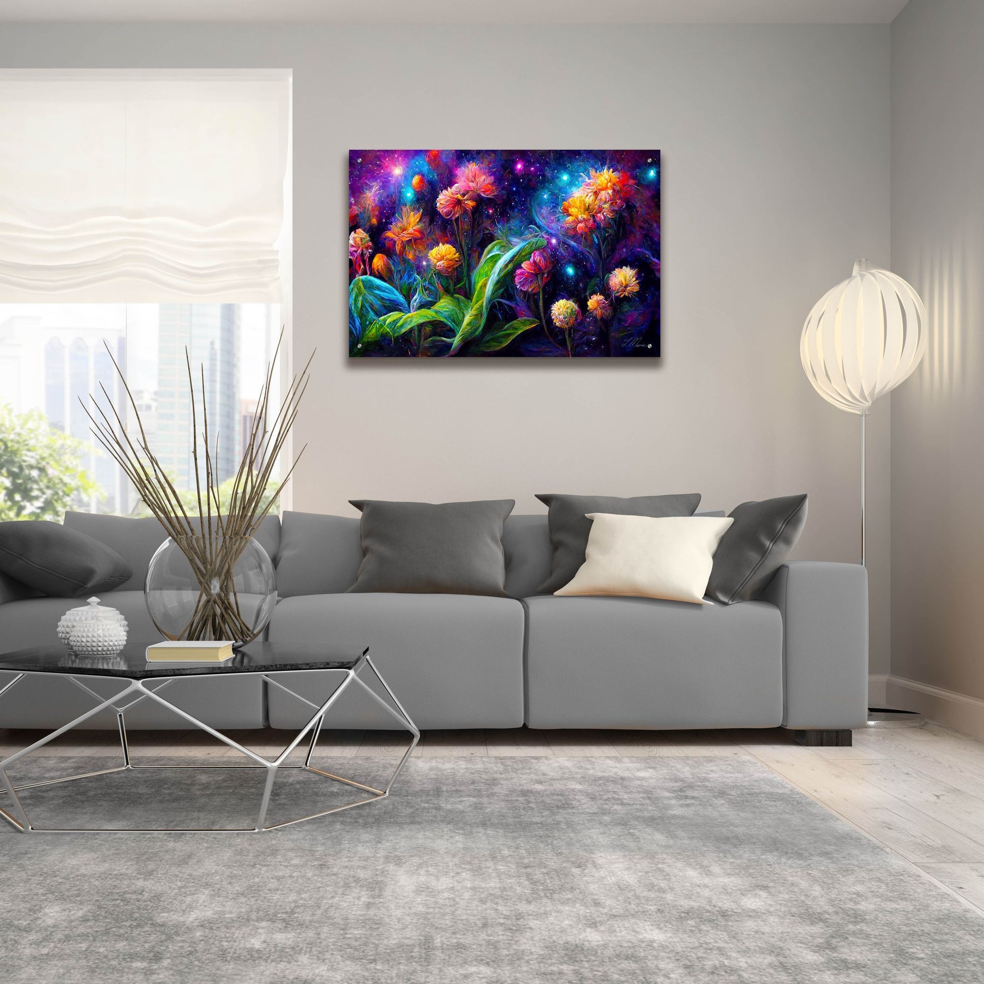 Epic Art 'Flowers in the Universe Color Burst 2' by Tanya Mavric, Acrylic Glass Wall Art,36x24