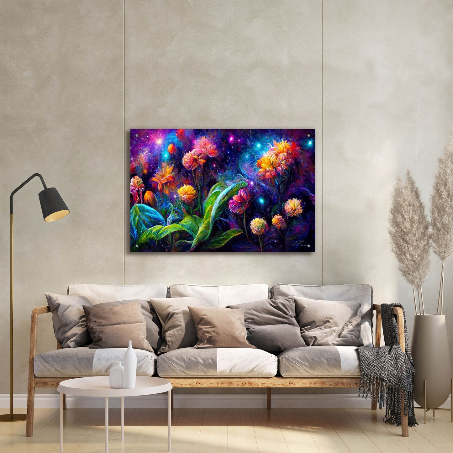 Epic Art 'Flowers in the Universe Color Burst 2' by Tanya Mavric, Acrylic Glass Wall Art,36x24