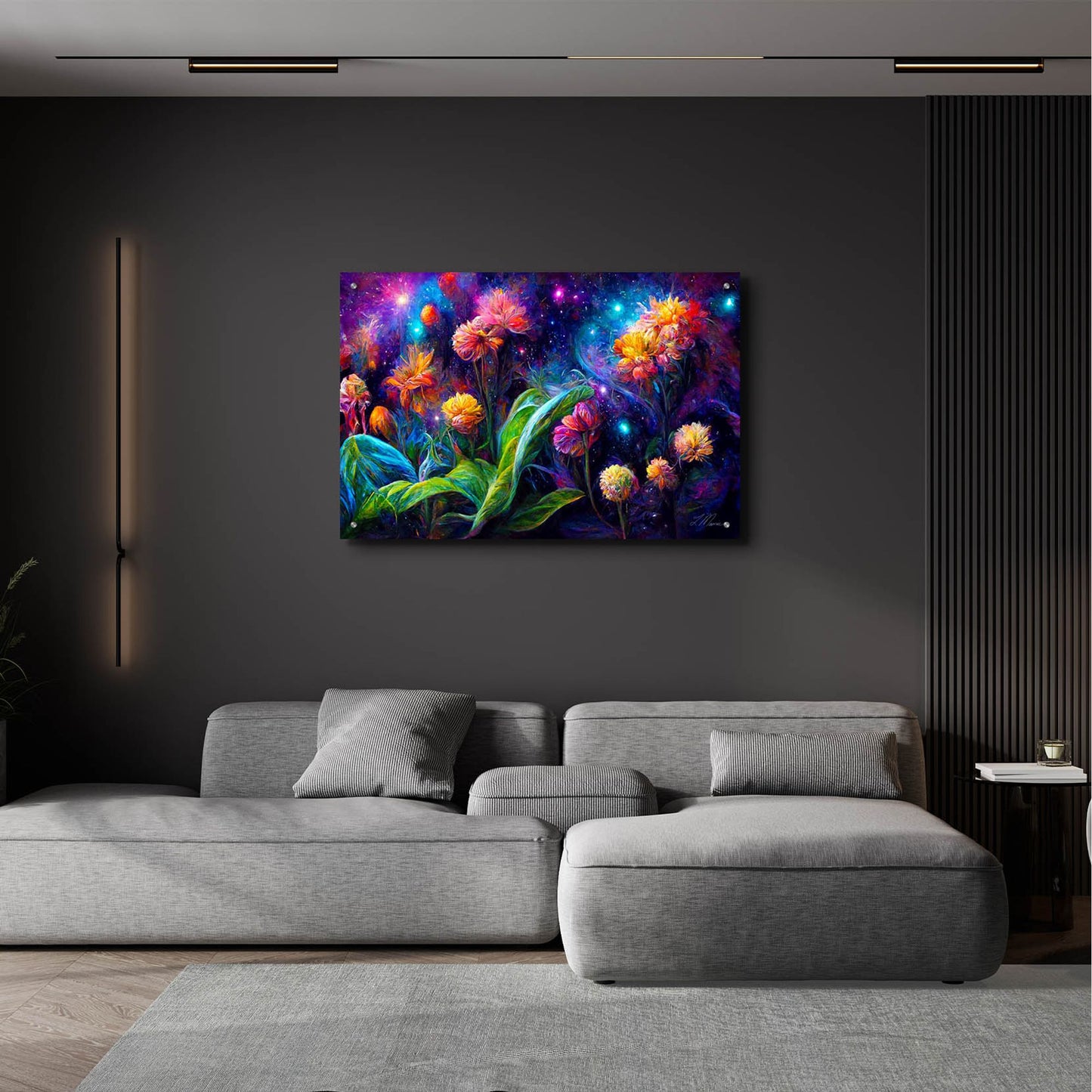 Epic Art 'Flowers in the Universe Color Burst 2' by Tanya Mavric, Acrylic Glass Wall Art,36x24