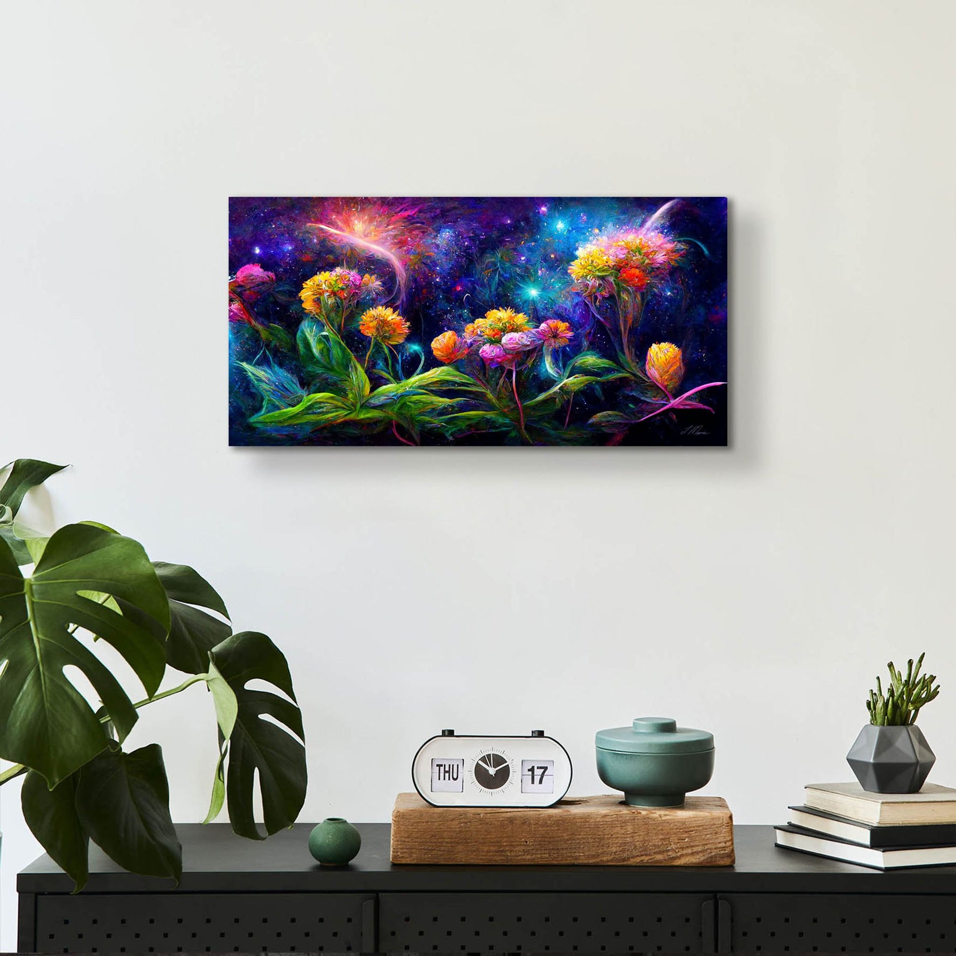 Epic Art 'Flowers in the Universe Color Burst 3' by Tanya Mavric, Acrylic Glass Wall Art,24x12