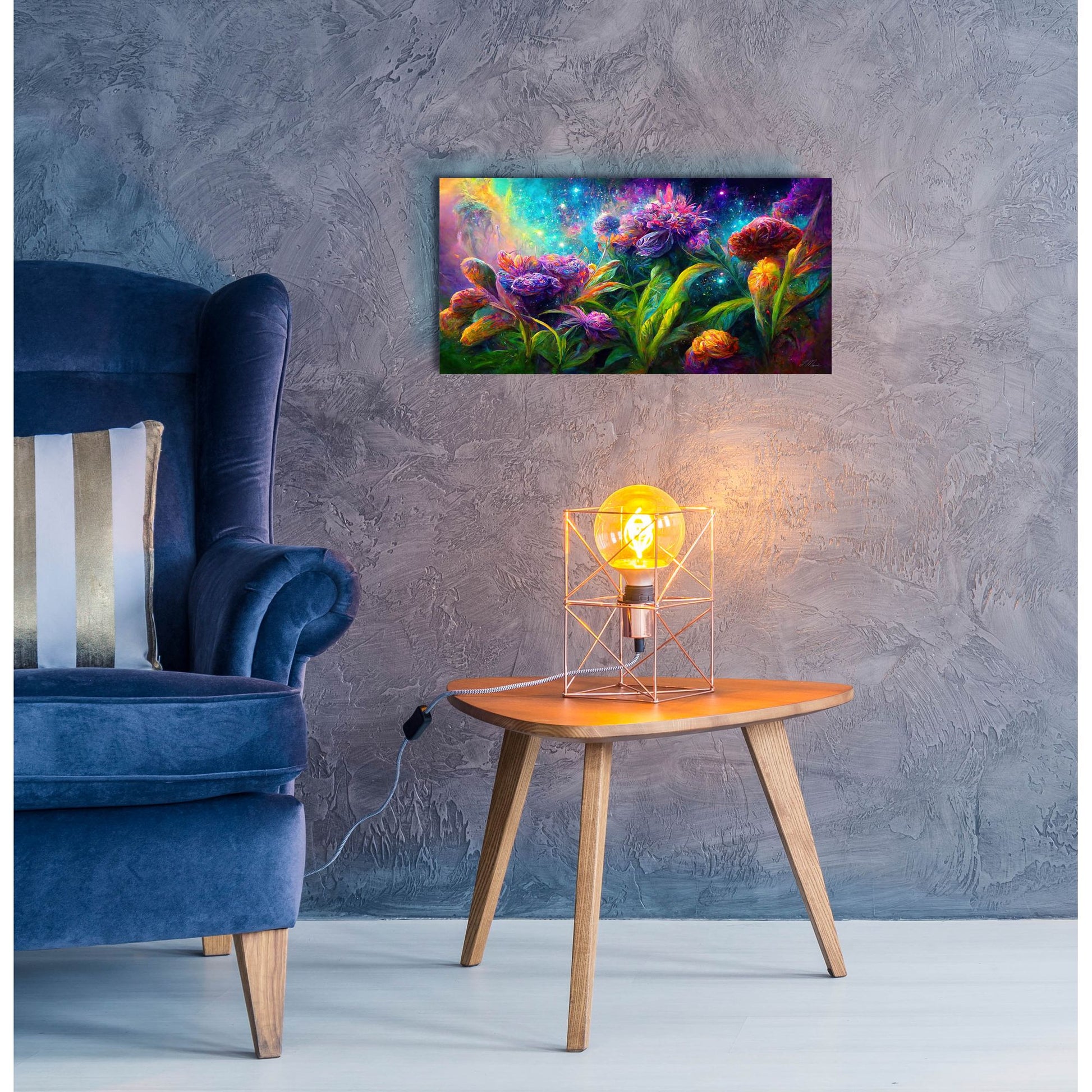 Epic Art 'Flowers in the Universe Color Burst 5' by Tanya Mavric, Acrylic Glass Wall Art,24x12