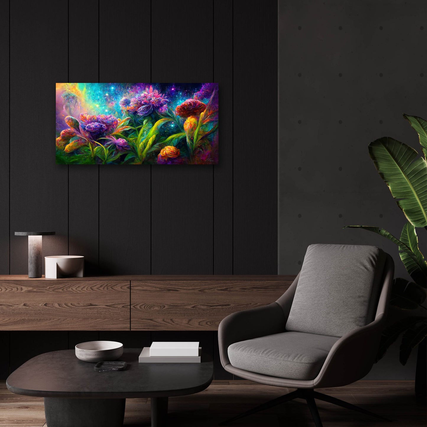 Epic Art 'Flowers in the Universe Color Burst 5' by Tanya Mavric, Acrylic Glass Wall Art,24x12