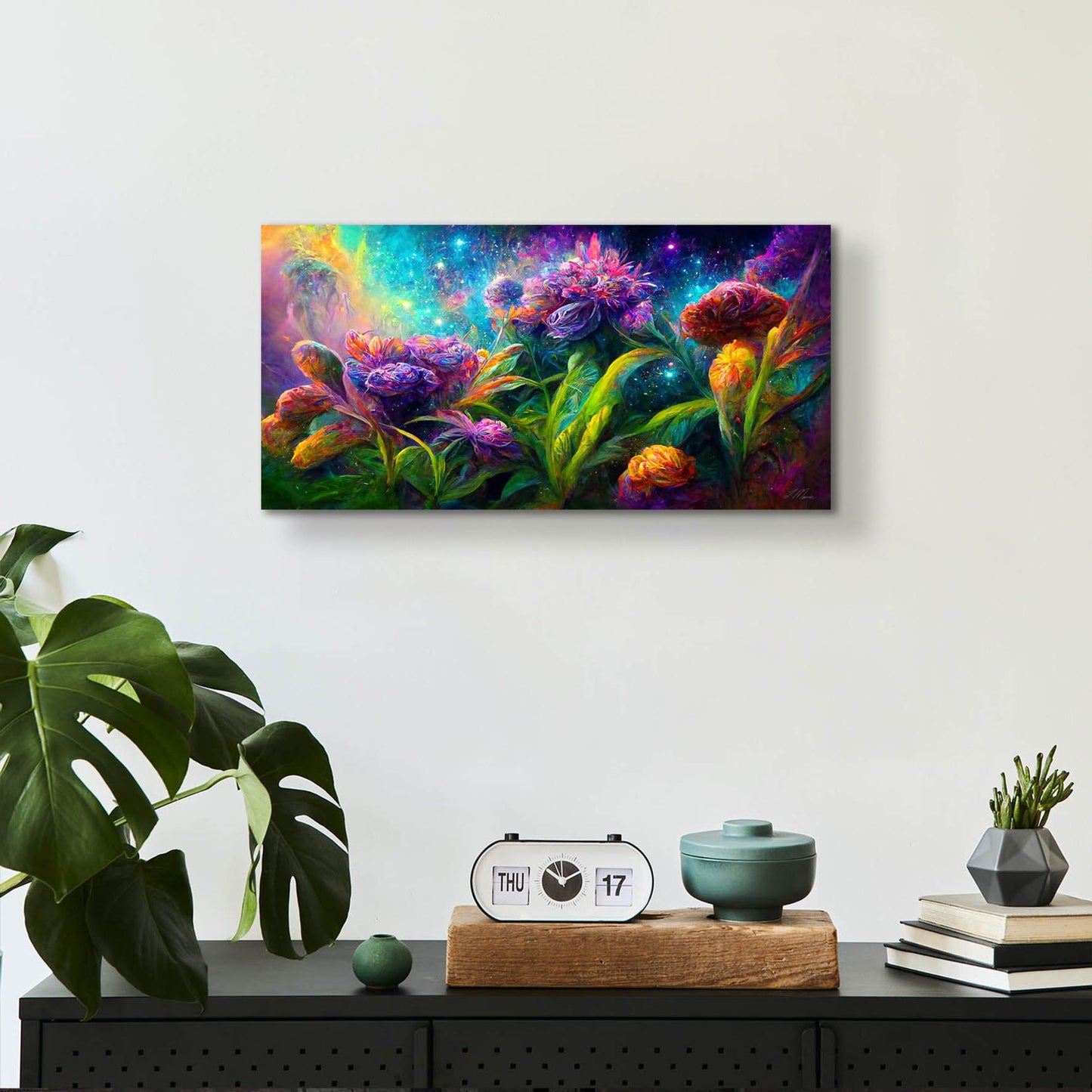 Epic Art 'Flowers in the Universe Color Burst 5' by Tanya Mavric, Acrylic Glass Wall Art,24x12