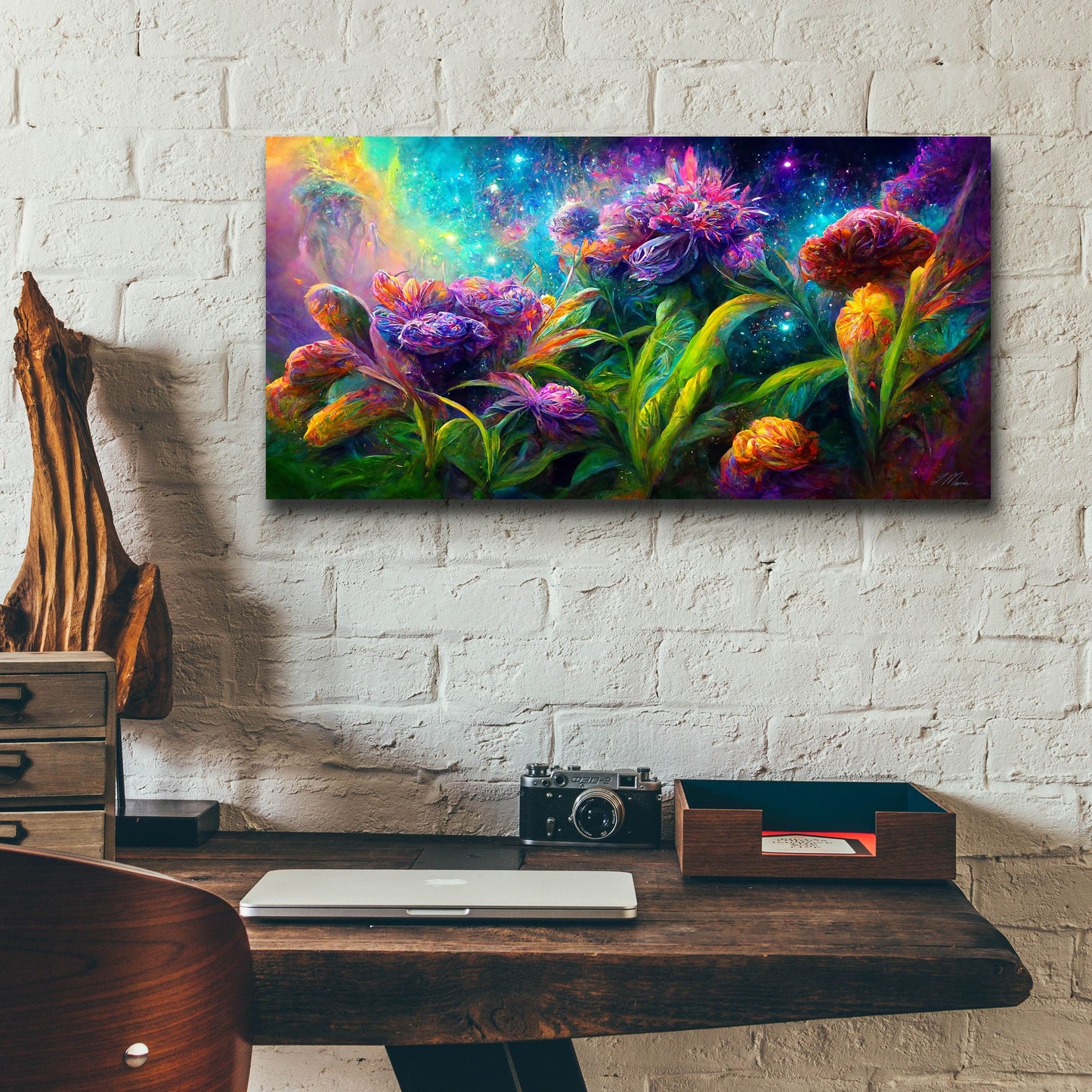 Epic Art 'Flowers in the Universe Color Burst 5' by Tanya Mavric, Acrylic Glass Wall Art,24x12