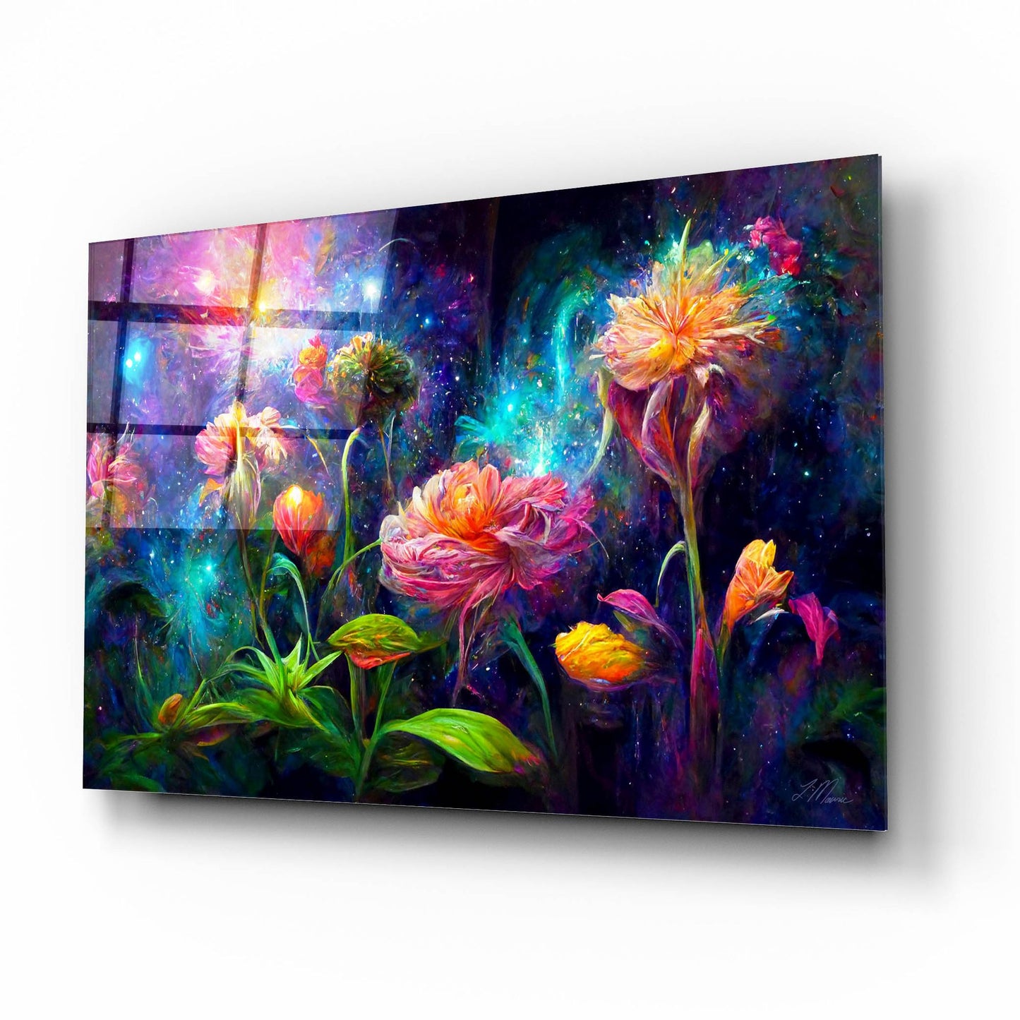 Epic Art 'Flowers of the Universe Color Burst 4' by Tanya Mavric, Acrylic Glass Wall Art,16x12