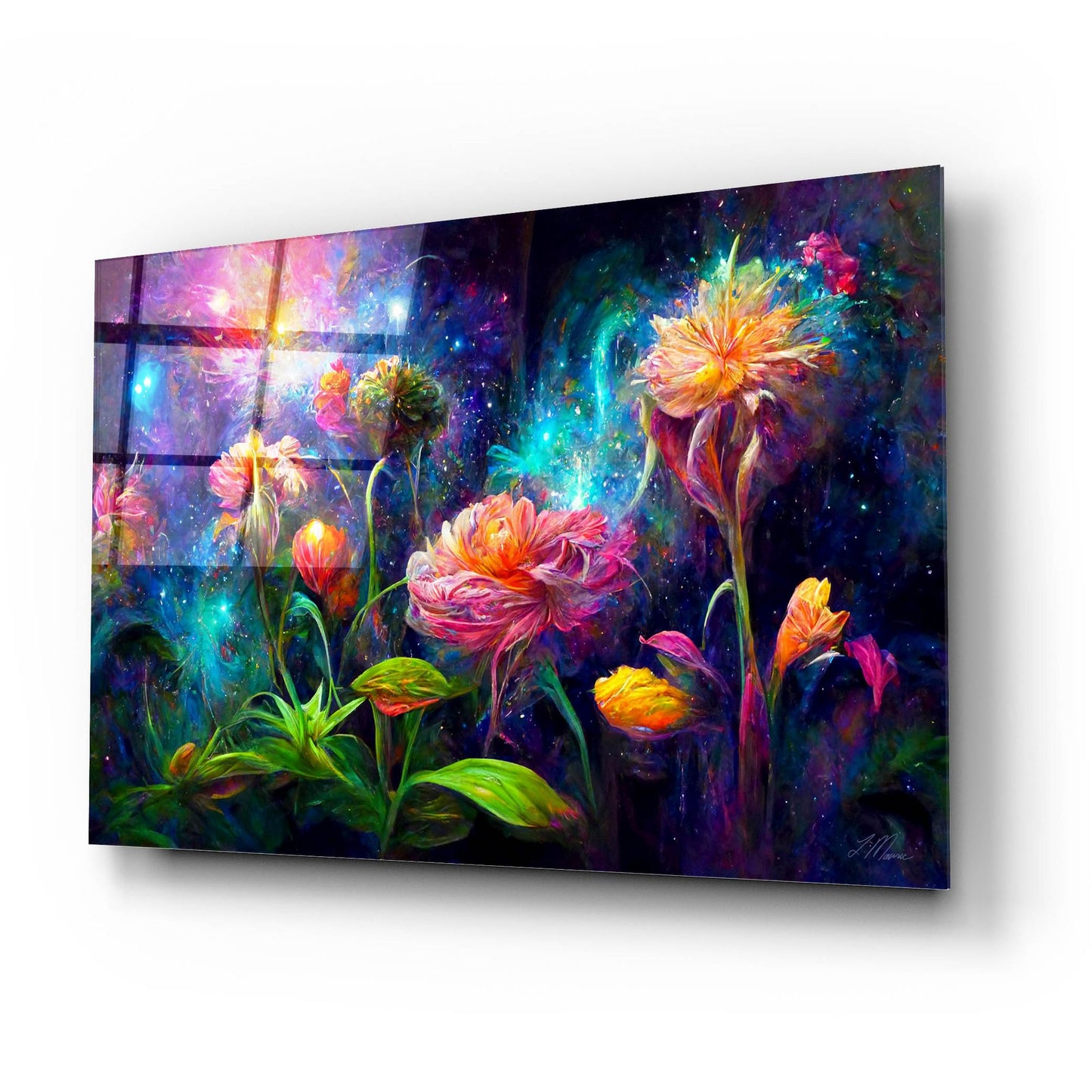 Epic Art 'Flowers of the Universe Color Burst 4' by Tanya Mavric, Acrylic Glass Wall Art,24x16