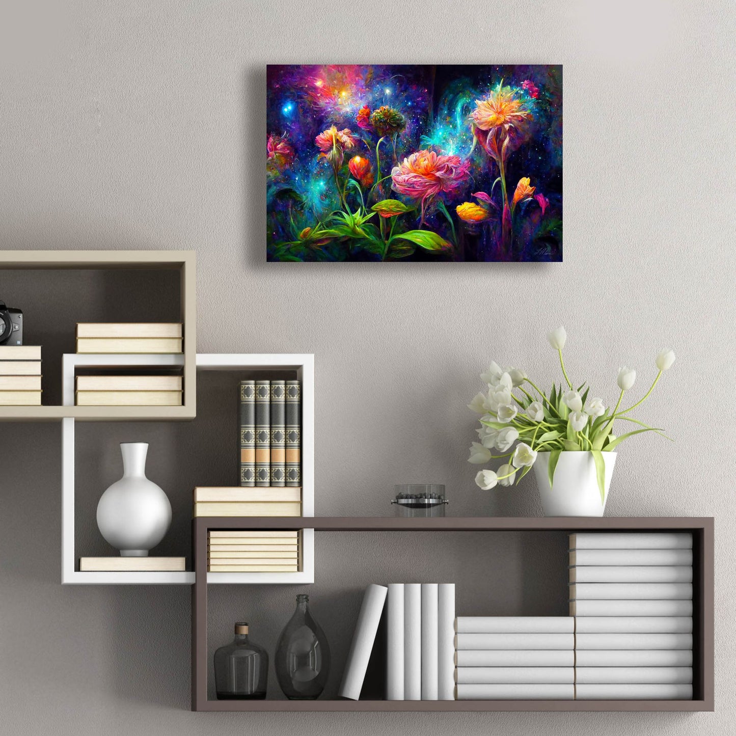 Epic Art 'Flowers of the Universe Color Burst 4' by Tanya Mavric, Acrylic Glass Wall Art,24x16