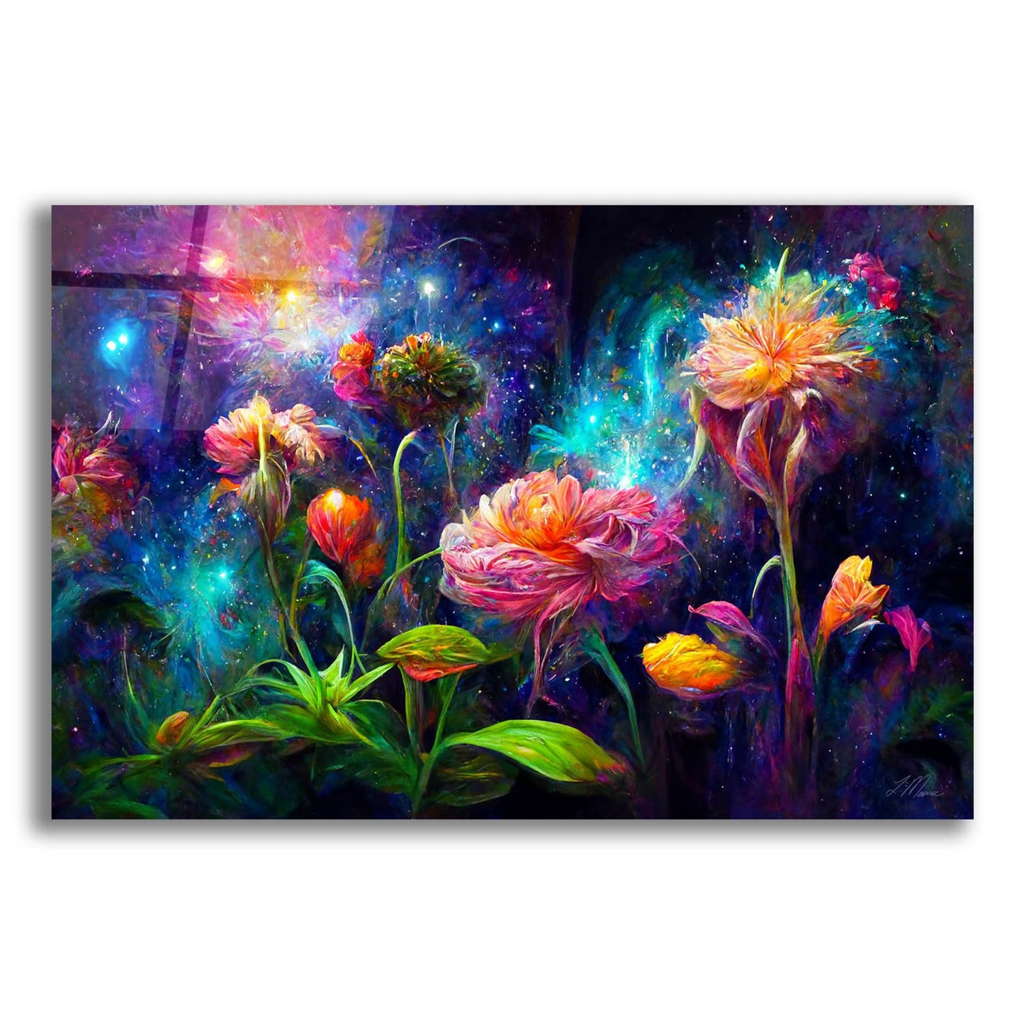 Epic Art 'Flowers of the Universe Color Burst 4' by Tanya Mavric, Acrylic Glass Wall Art,24x16