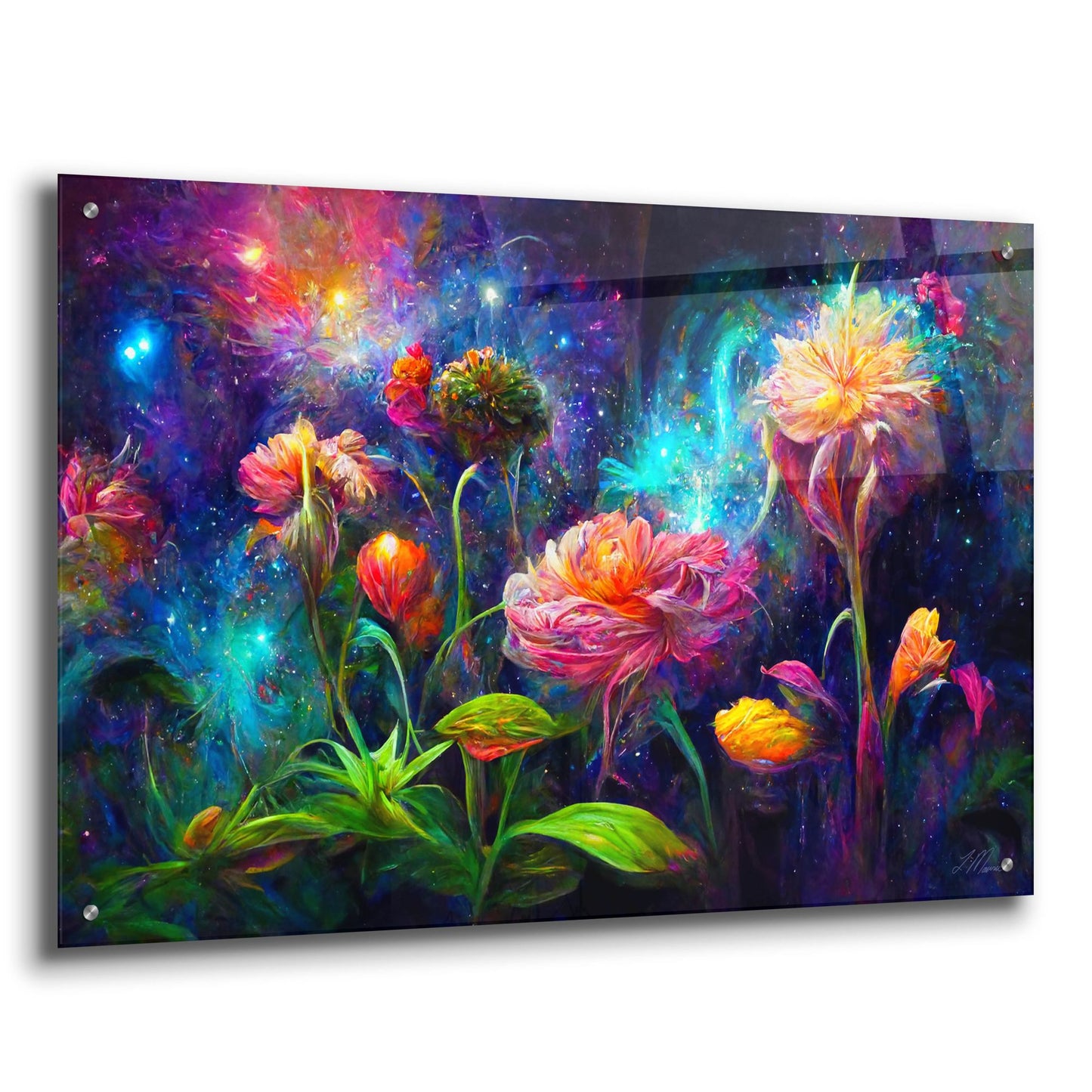 Epic Art 'Flowers of the Universe Color Burst 4' by Tanya Mavric, Acrylic Glass Wall Art,36x24